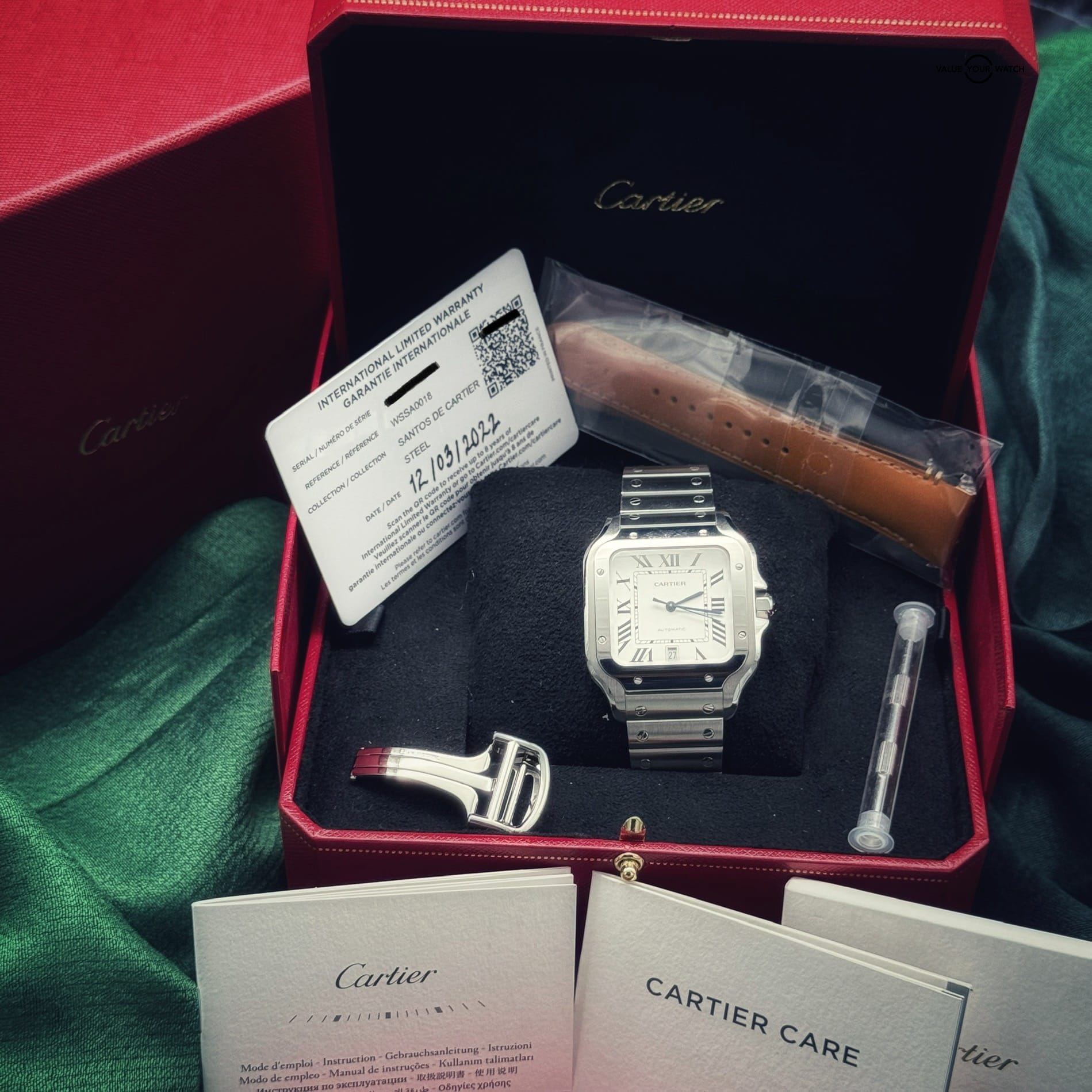 2022 Cartier Santos Large White Dail WSSA0018 Complete Set Box&Papers - Image 15