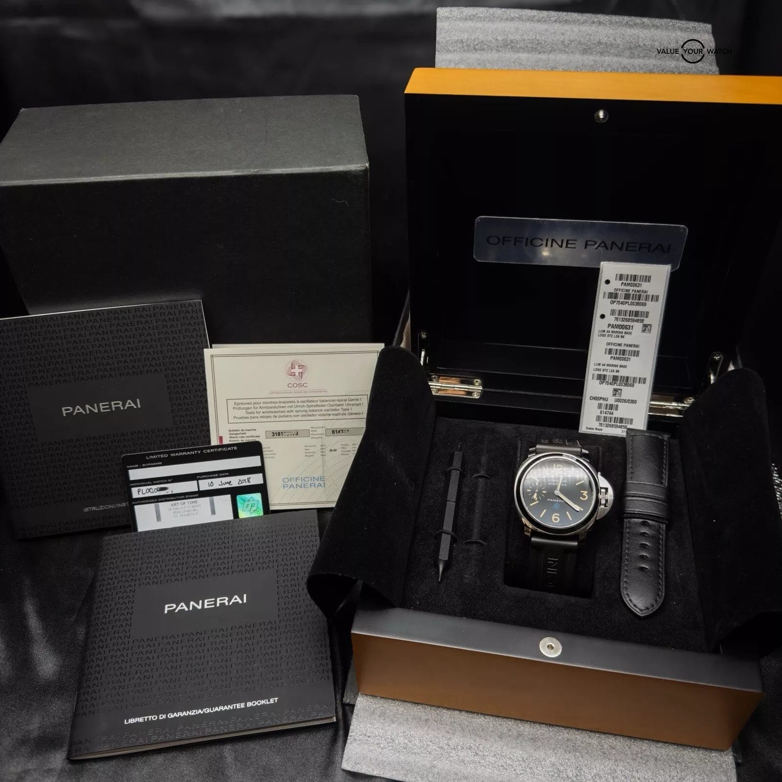 Panerai Luminor Marina Blue Logo Acciaio PAM00631 Complete Set 44mm Extra Straps - Image 3