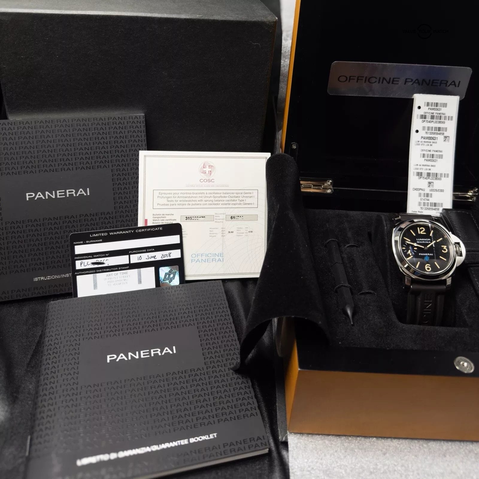 Panerai Luminor Marina Blue Logo Acciaio PAM00631 Complete Set 44mm Extra Straps - Image 7