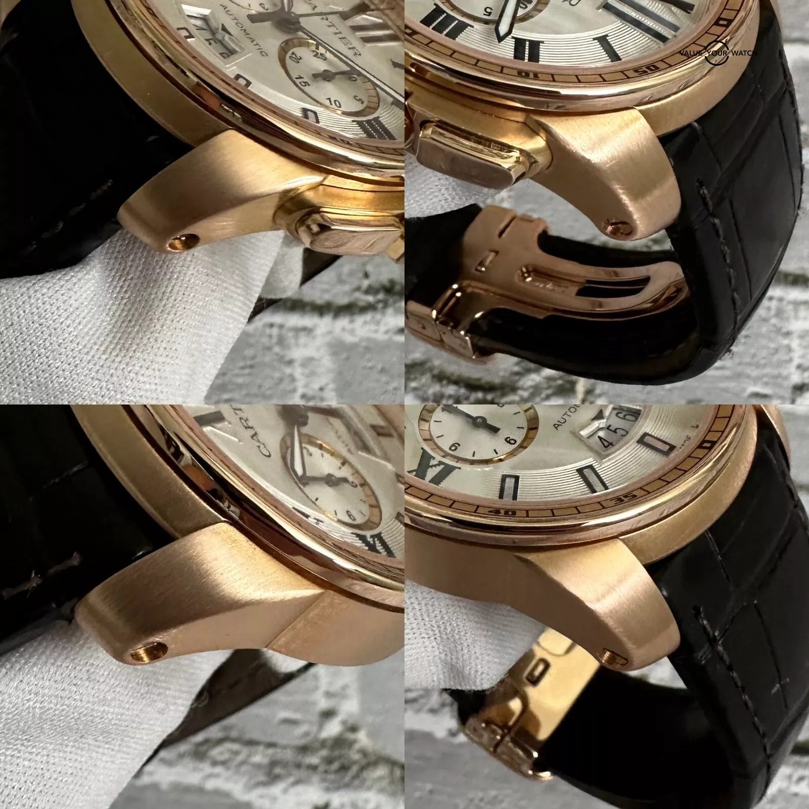 Cartier Calibre De Cartier Chronograph 18k Rose Gold Alligator 42mm W7100044 - Image 7