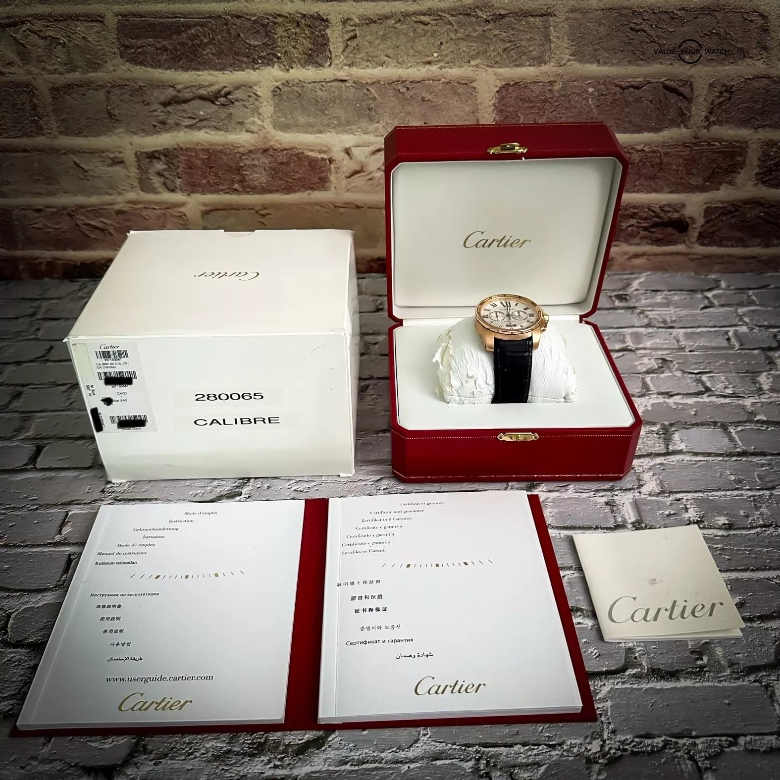 Cartier Calibre De Cartier Chronograph 18k Rose Gold Alligator 42mm W7100044 - Image 10