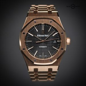 Audemars Piguet Royal Oak Selfwinding 41, Rose Gold, Black Dial, Ref. 15400OR.OO.1220OR.01, Box &amp; Archive Extracts