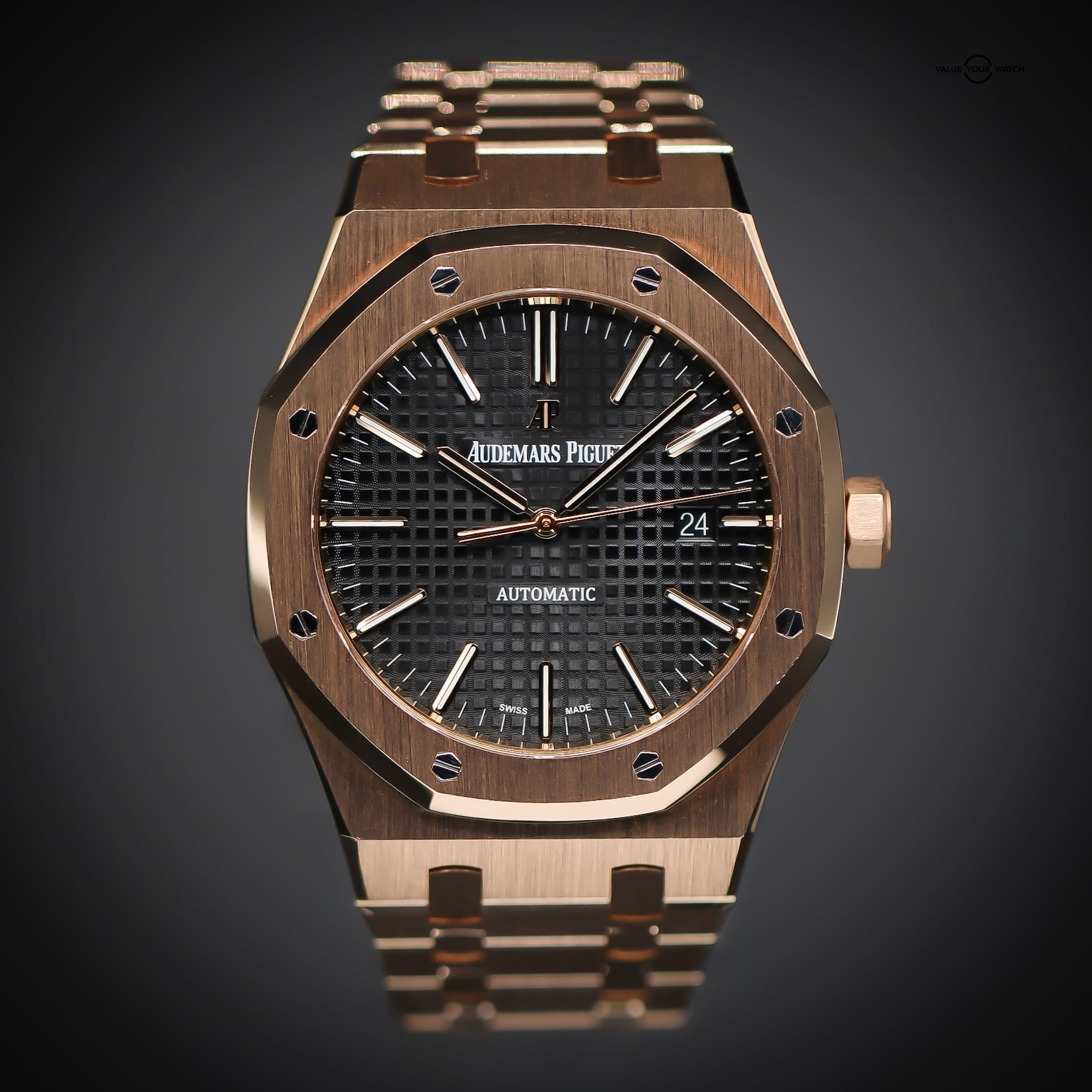 Audemars Piguet Royal Oak Selfwinding 41 Rose Gold Black Dial Ref. 15400OR.OO.1220OR.01 Box Archive Extracts