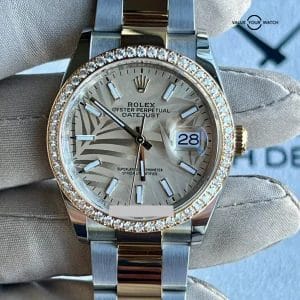 Rolex Datejust 36 Two-Tone Palm Motif Diamond Bezel Oyster Bracelet Complete