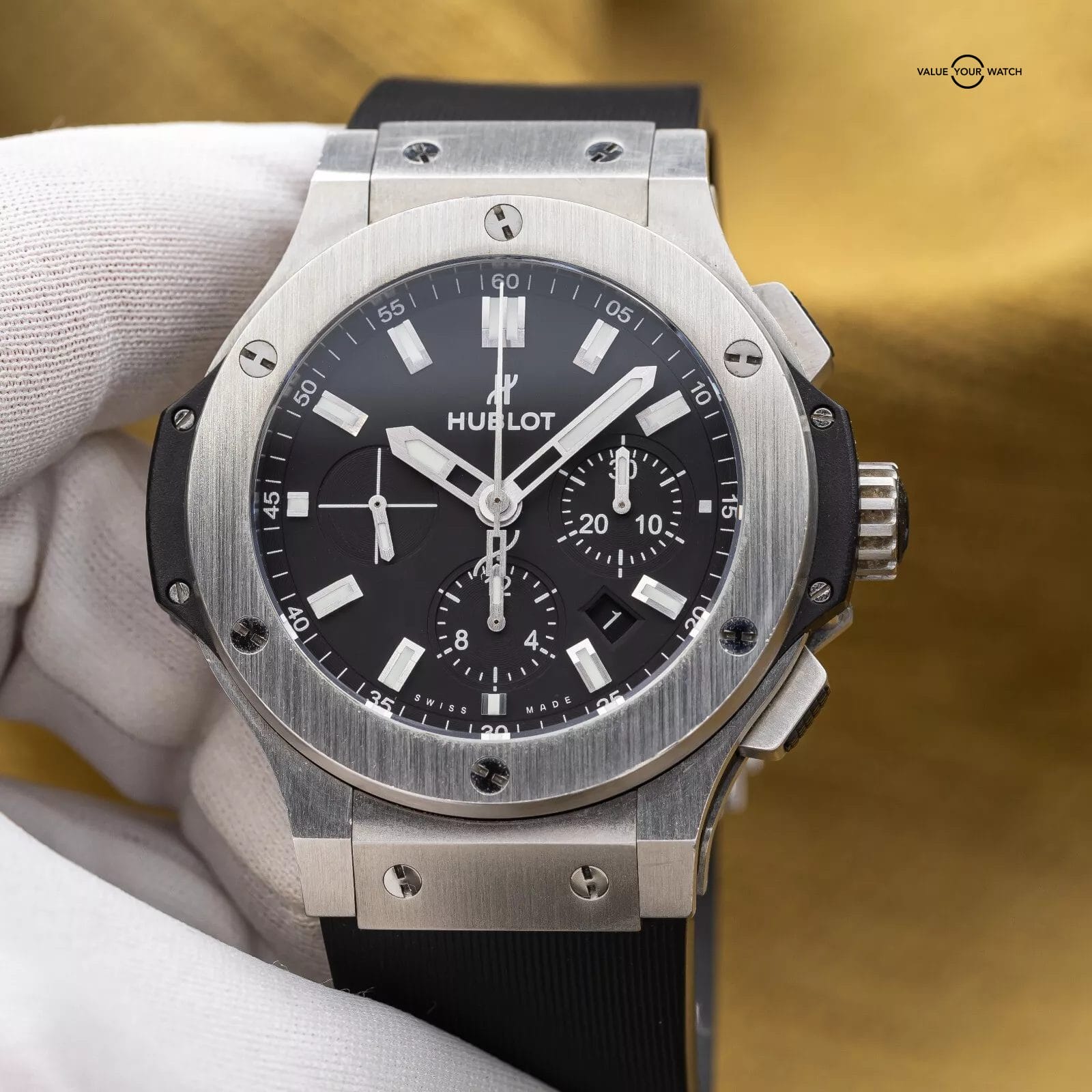 Hublot Big Bang 44mm Steel Chronograph Black Dial Rubber Strap 301.SX.1170.RX