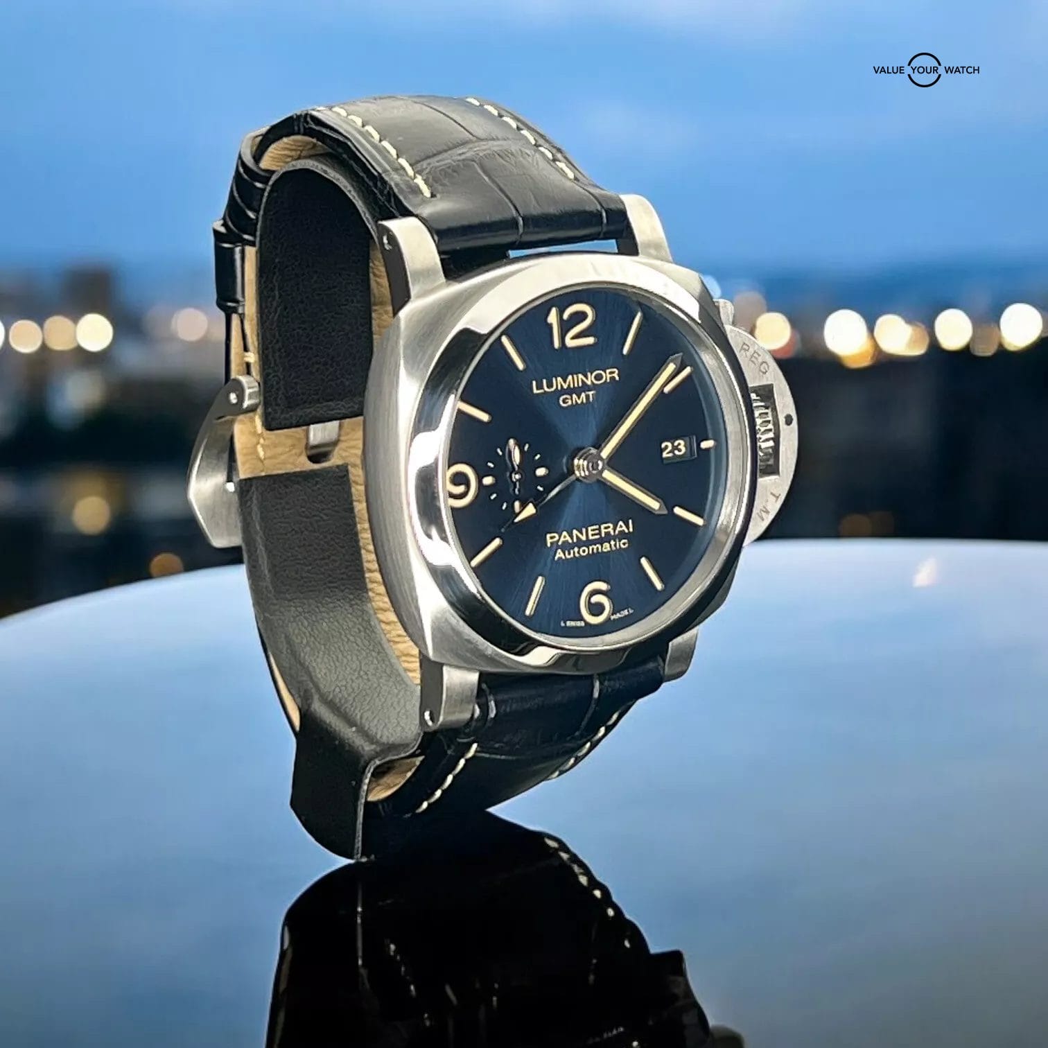 Panerai Luminor 1950 3 Days Blue Dial Leather Strap Mens Watch - PAM01033 - Image 8