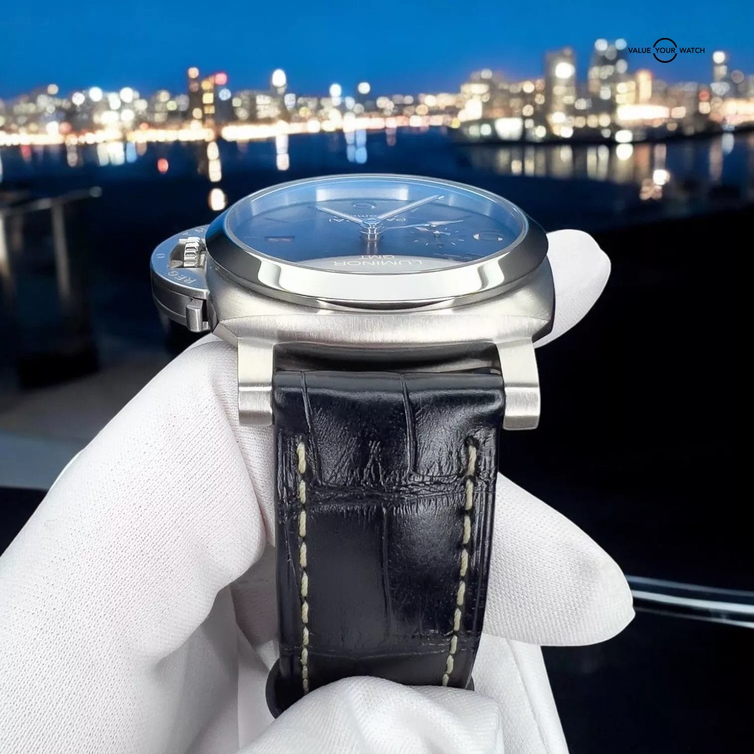 Panerai Luminor 1950 3 Days Blue Dial Leather Strap Mens Watch - PAM01033 - Image 11