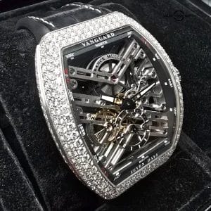 Franck Muller Vanguard Seven Days Skeleton factory set diamonds, See Video!