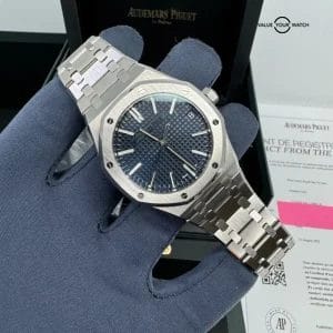 MINT 50th Anniversary Blue Dial with Digital Extracts Box Steel Royal Oak 41mm
