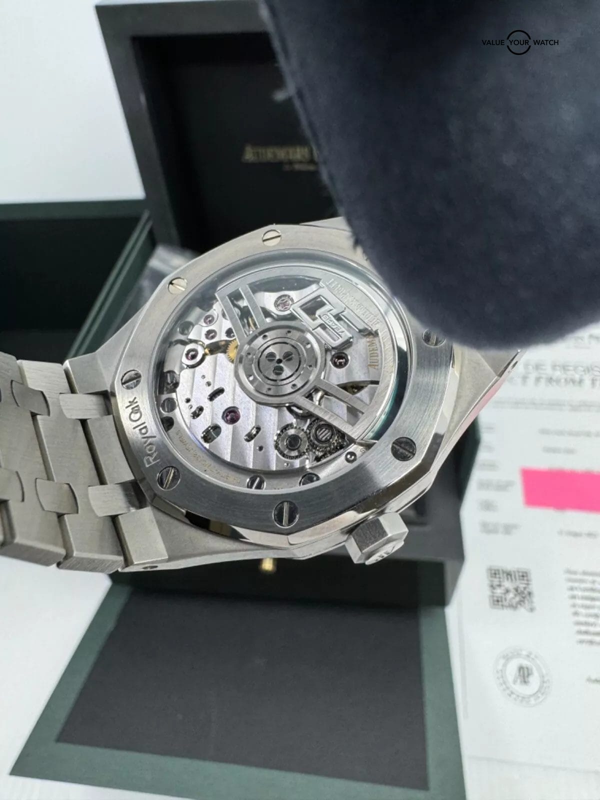 MINT 50th Anniversary Blue Dial with Digital Extracts Box Steel Royal Oak 41mm - Image 7