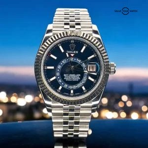 2023 Rolex Sky Dweller 336934 Fluted Bezel Blue Dial Jubilee 42mm Full Set