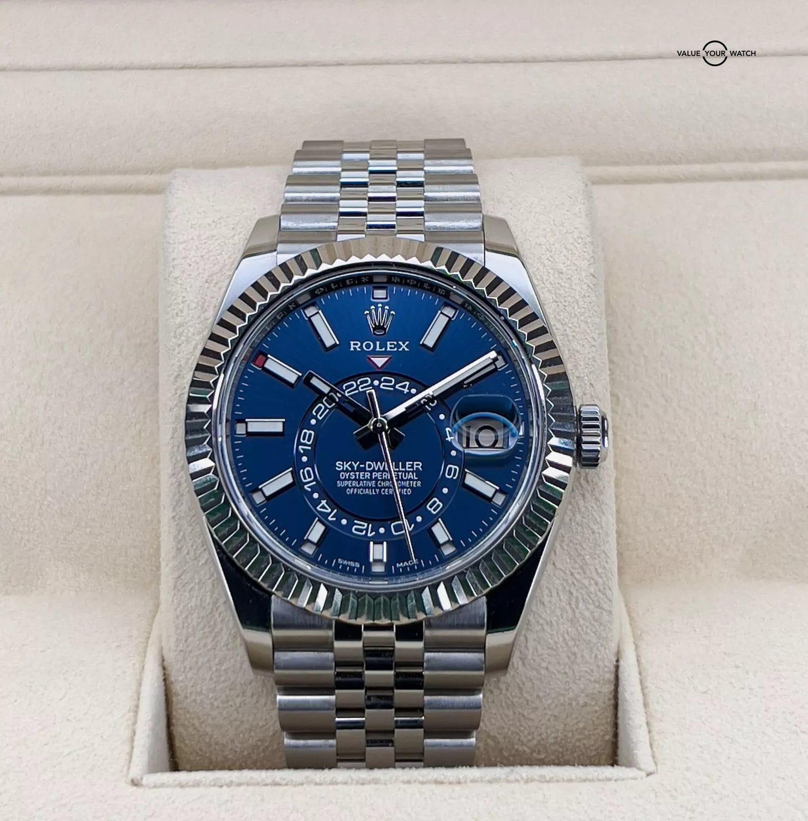 2023 Rolex Sky Dweller 336934 Fluted Bezel Blue Dial Jubilee 42mm Full Set - Image 3