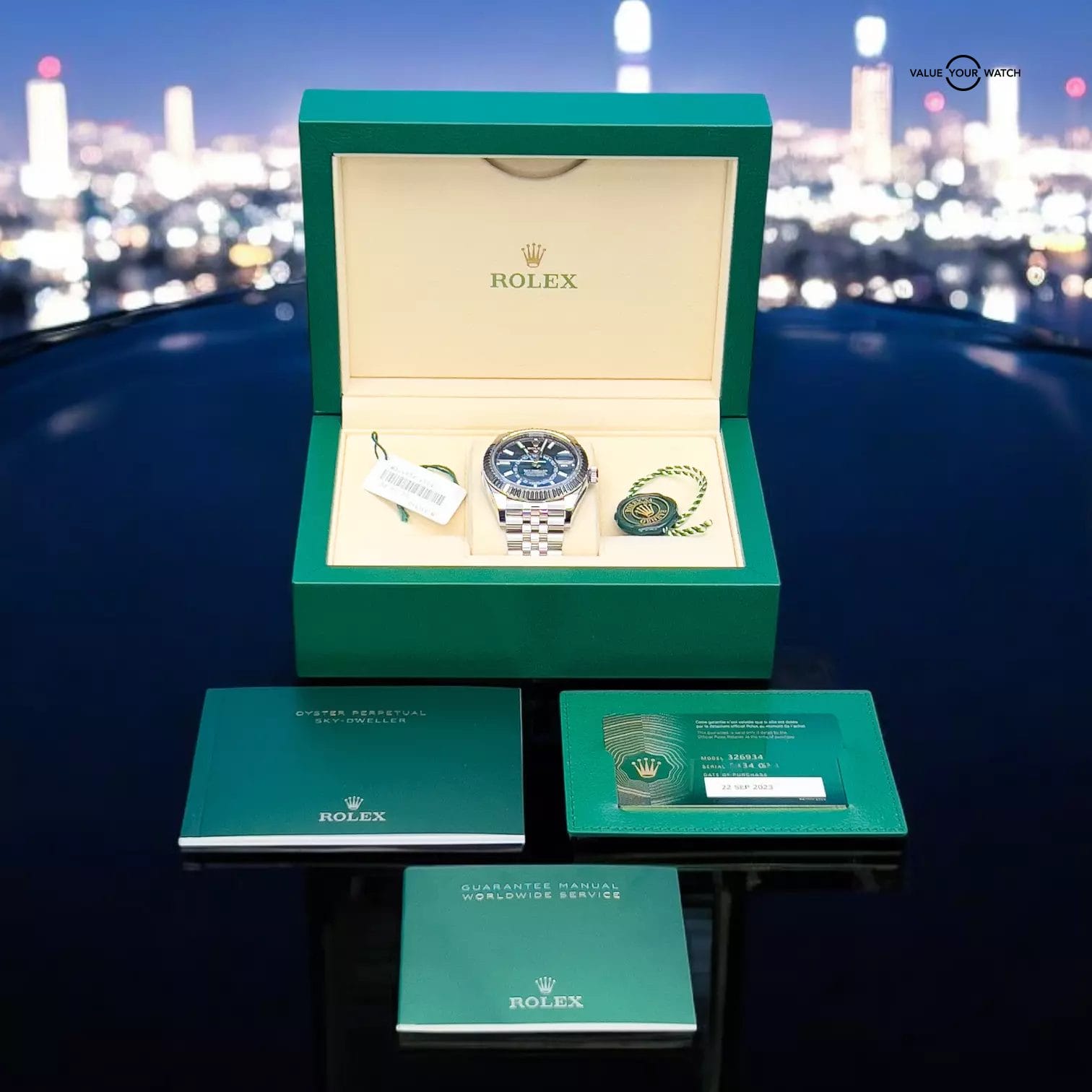 2023 Rolex Sky Dweller 336934 Fluted Bezel Blue Dial Jubilee 42mm Full Set - Image 4