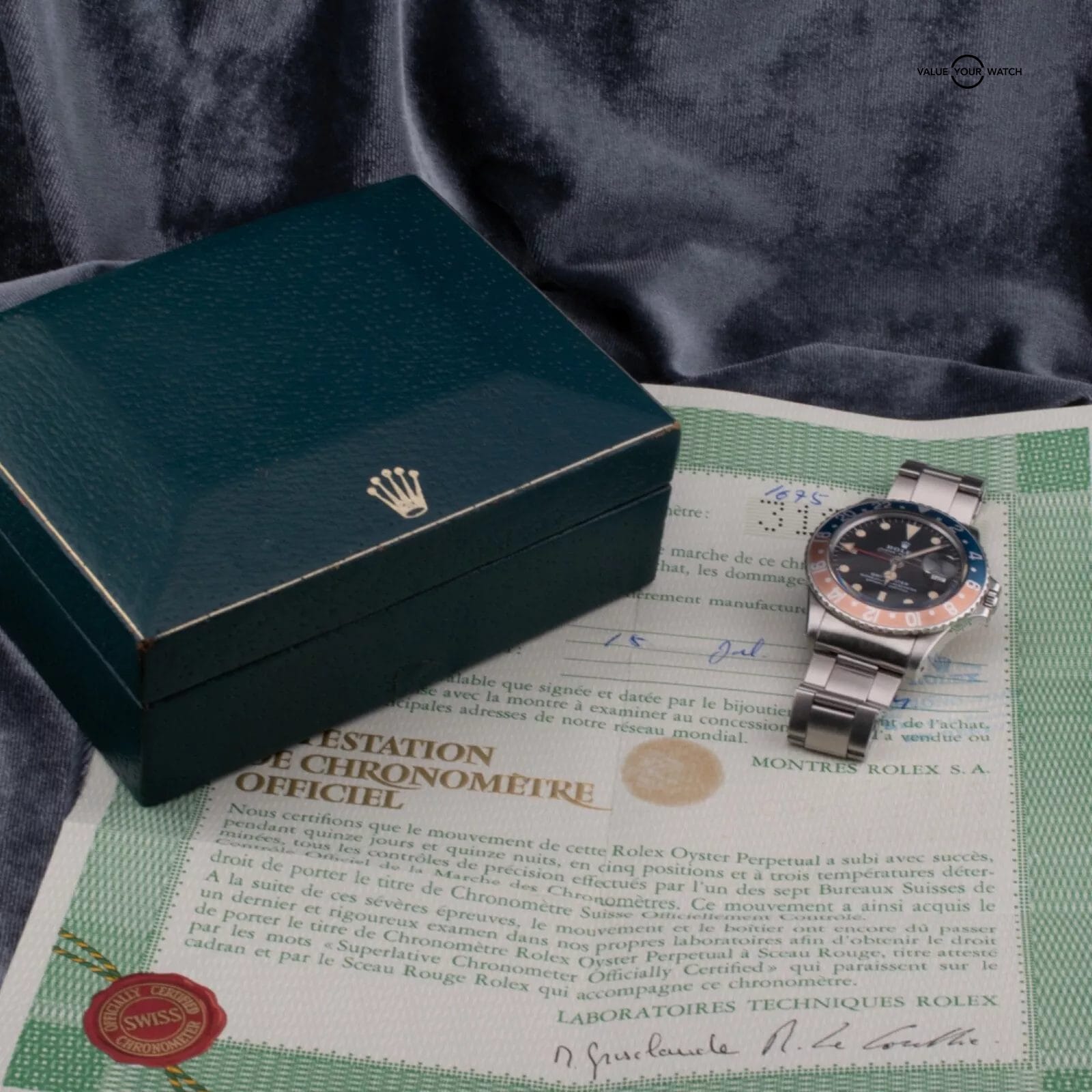 Serviced 1972 Rolex GMT-Master Pepsi Men's Watch, Ref. 1675 with Box & Papers - Image 14