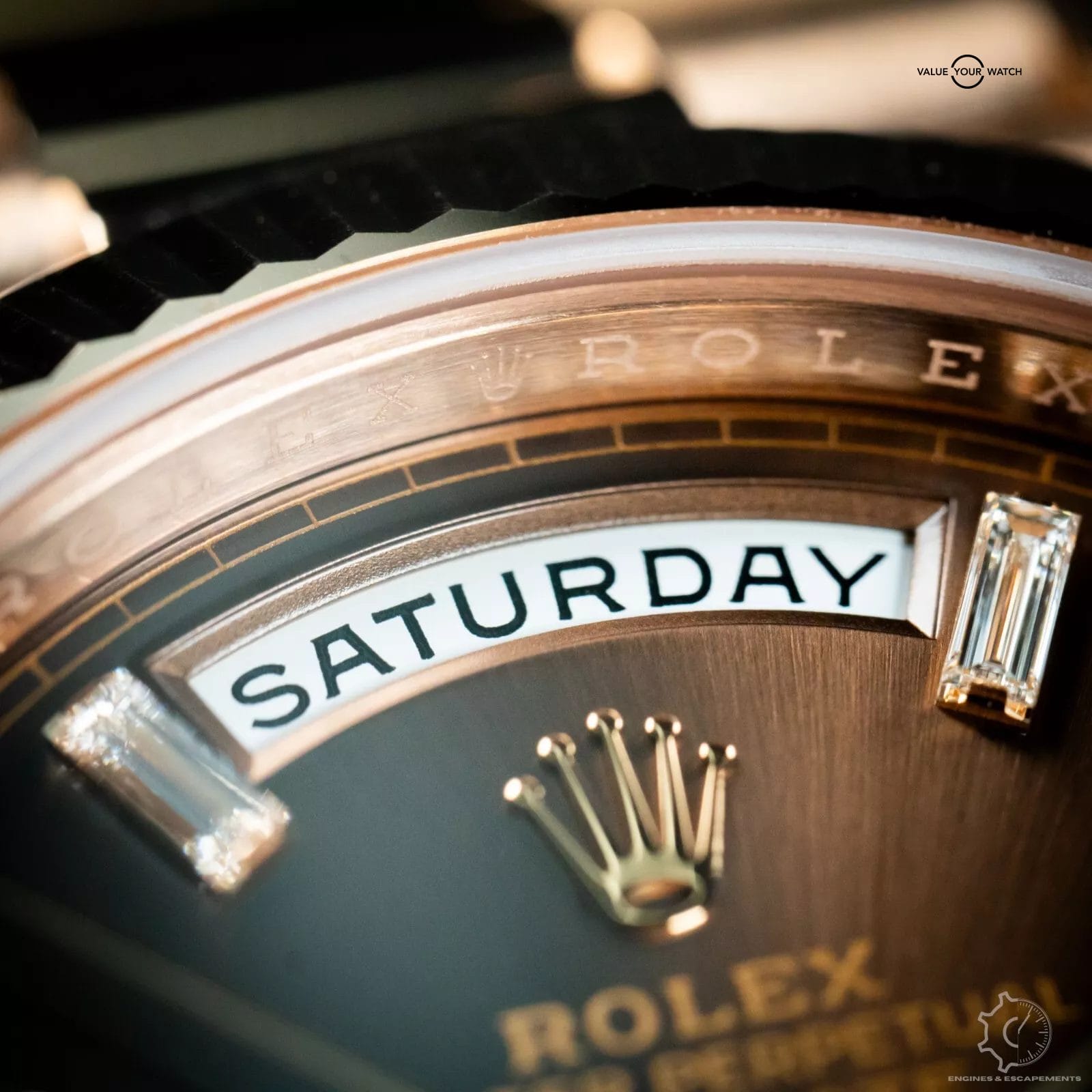2024 Rolex Day-Date 40 Chocolate Brown Dial Diamond Rose Gold President - 228235 - Image 10