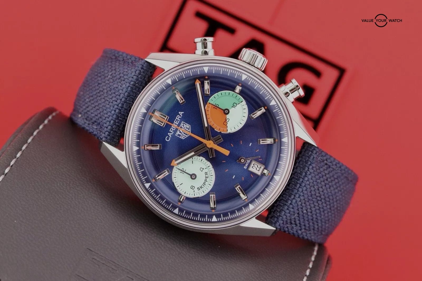 Tag Heuer Carrera Chronograph Skipper Blue Dial Steel Auto Watch CBS2213.FN6002