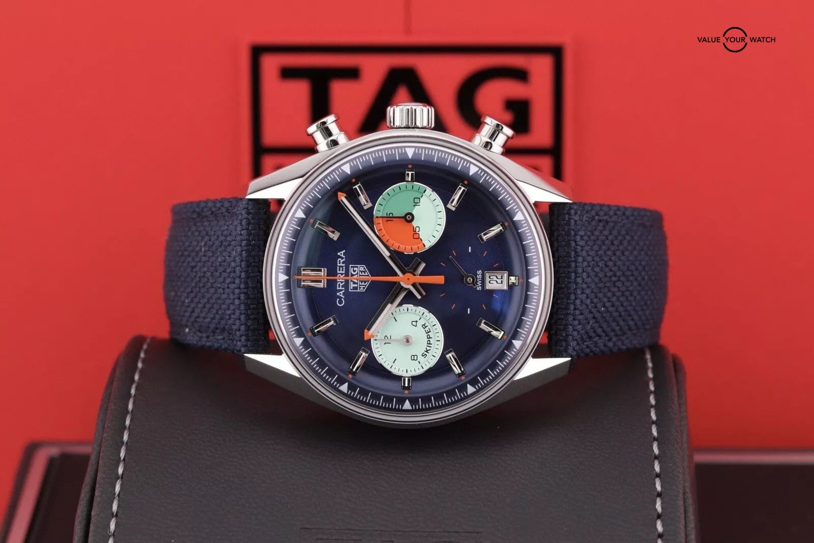 Tag Heuer Carrera Chronograph Skipper Blue Dial Steel Auto Watch CBS2213.FN6002 - Image 9