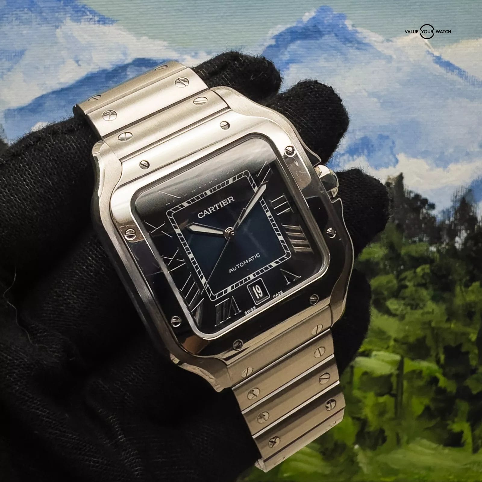 2019 Cartier Santos WSSA0030 Complete Set with Steel Bracelet & Rubber Strap - Image 12