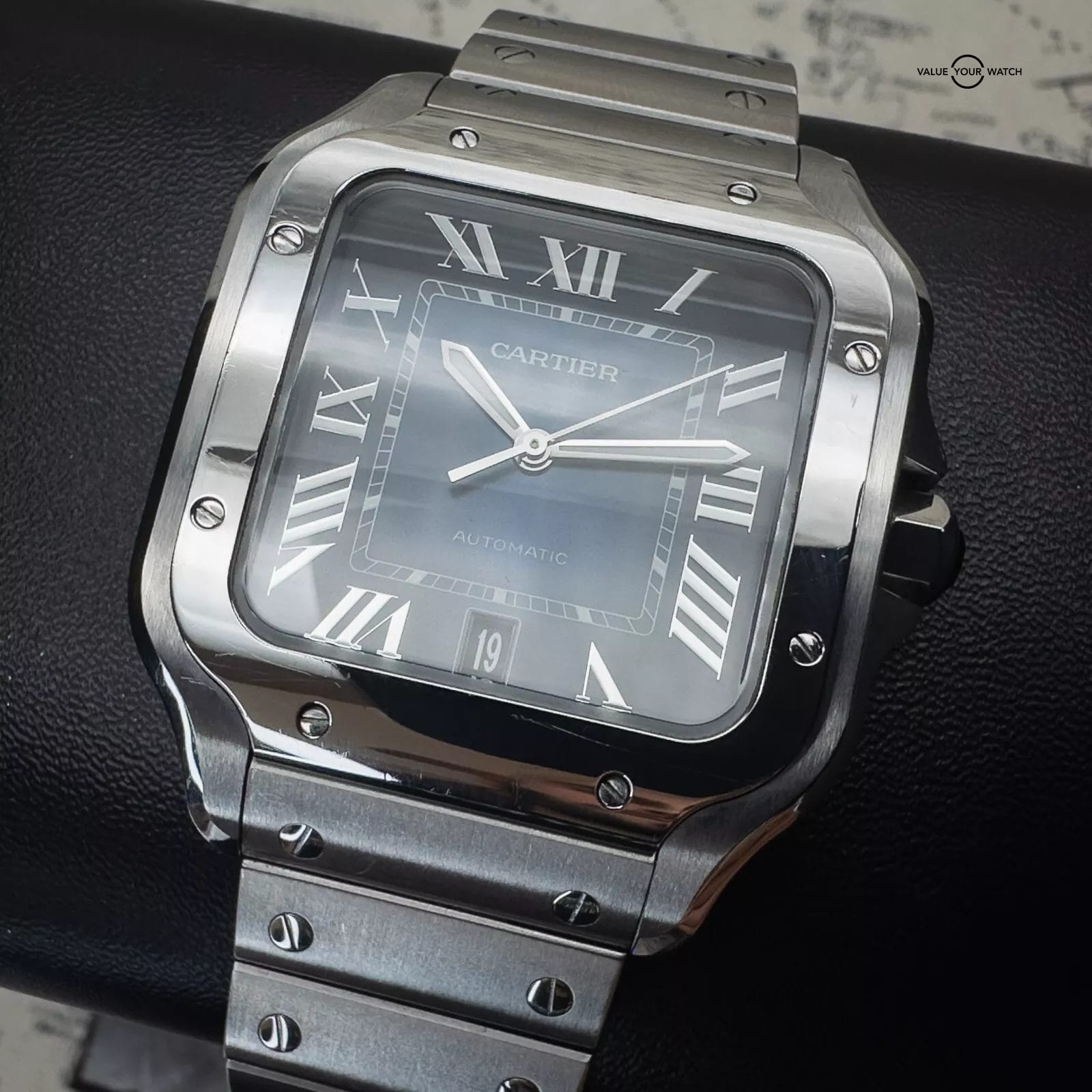 2019 Cartier Santos WSSA0030 Complete Set with Steel Bracelet & Rubber Strap