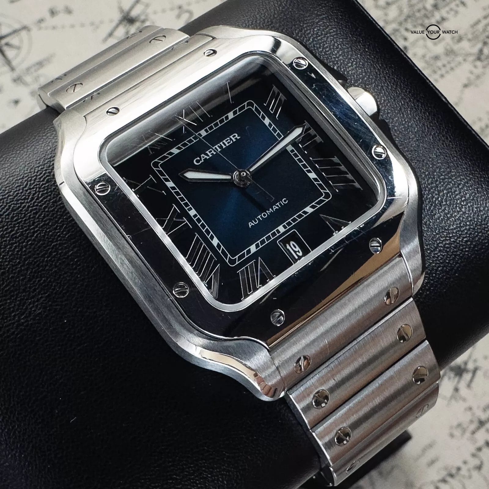 2019 Cartier Santos WSSA0030 Complete Set with Steel Bracelet & Rubber Strap - Image 9