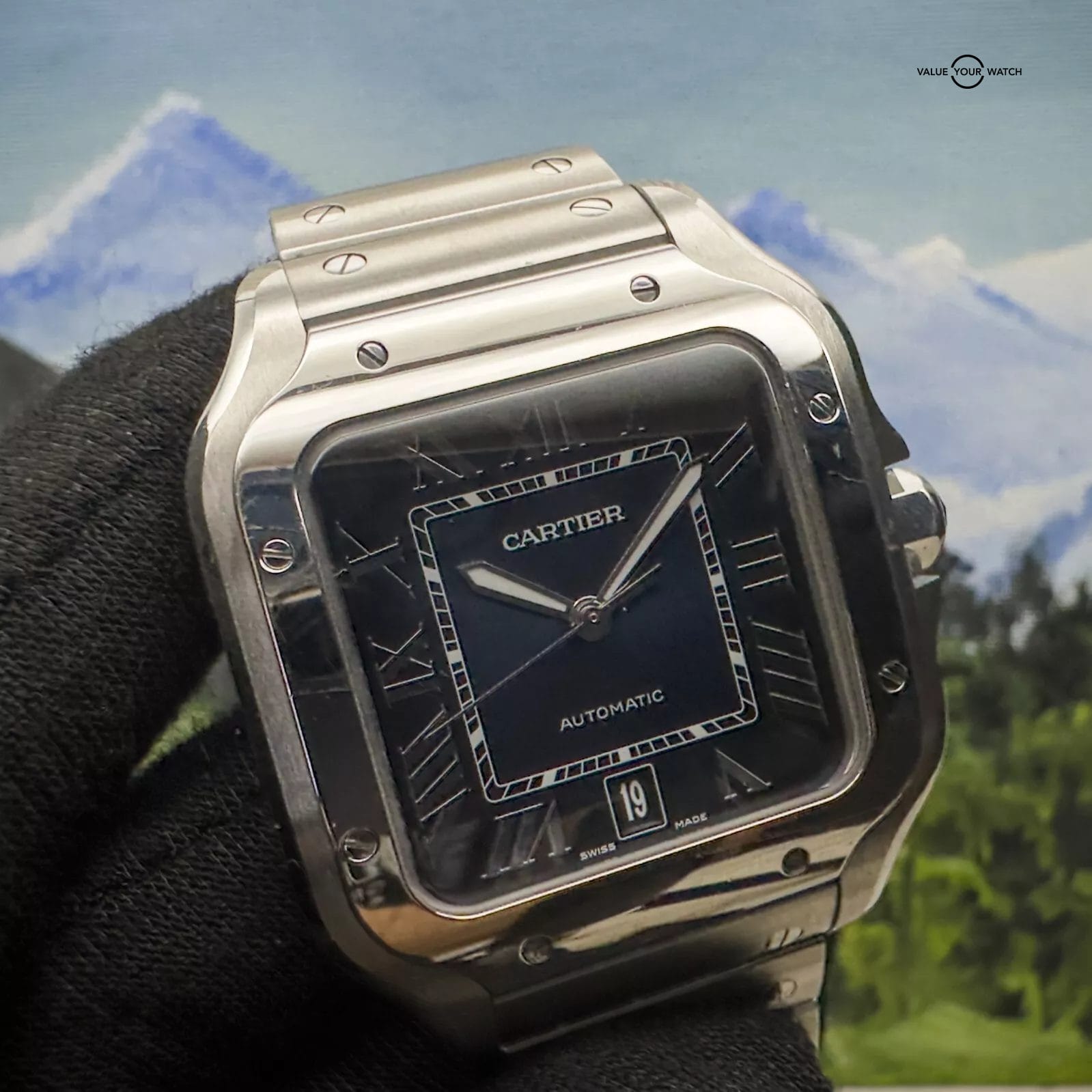 2019 Cartier Santos WSSA0030 Complete Set with Steel Bracelet & Rubber Strap - Image 7