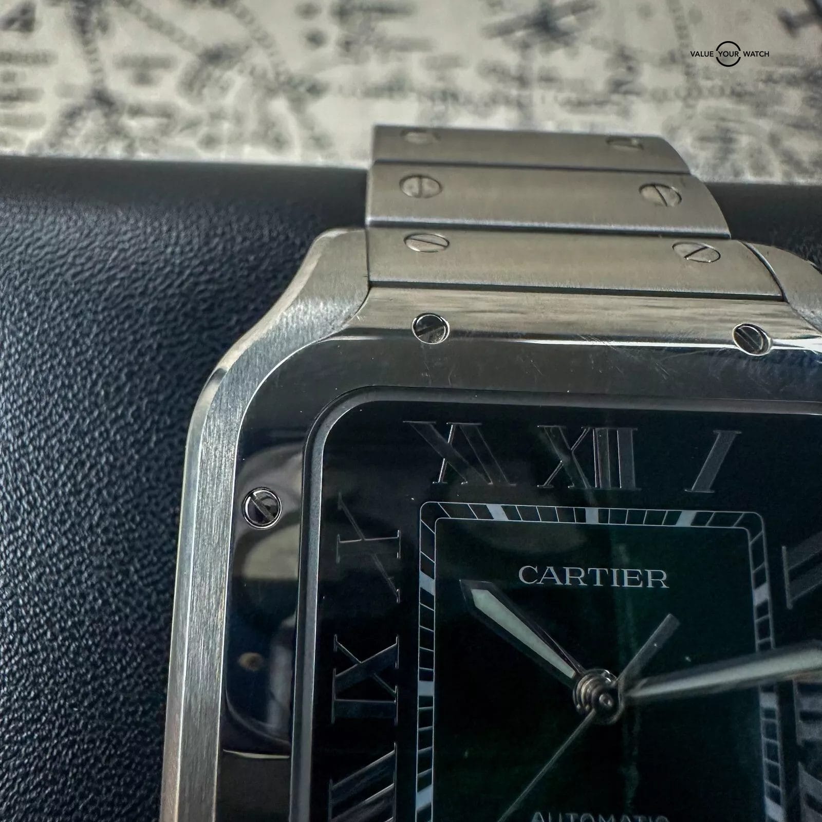 2024 Cartier Santos WSSA0062 Green Dial Complete w Steel Bracelet & Rubber Strap - Image 10