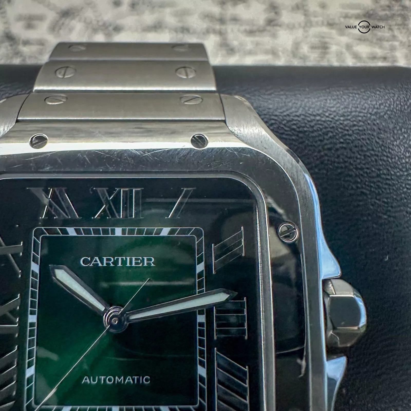 2024 Cartier Santos WSSA0062 Green Dial Complete w Steel Bracelet & Rubber Strap - Image 11