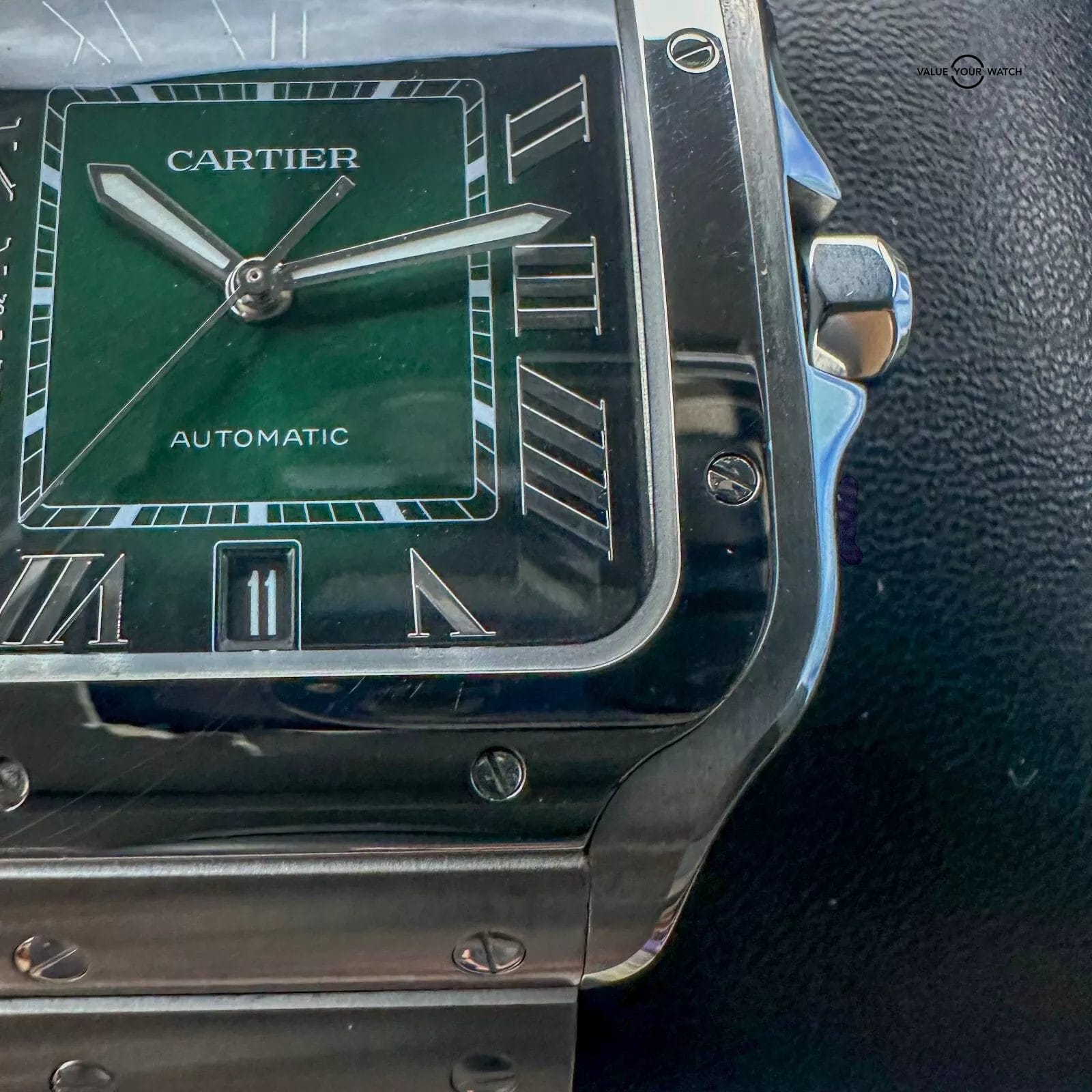 2024 Cartier Santos WSSA0062 Green Dial Complete w Steel Bracelet & Rubber Strap - Image 12