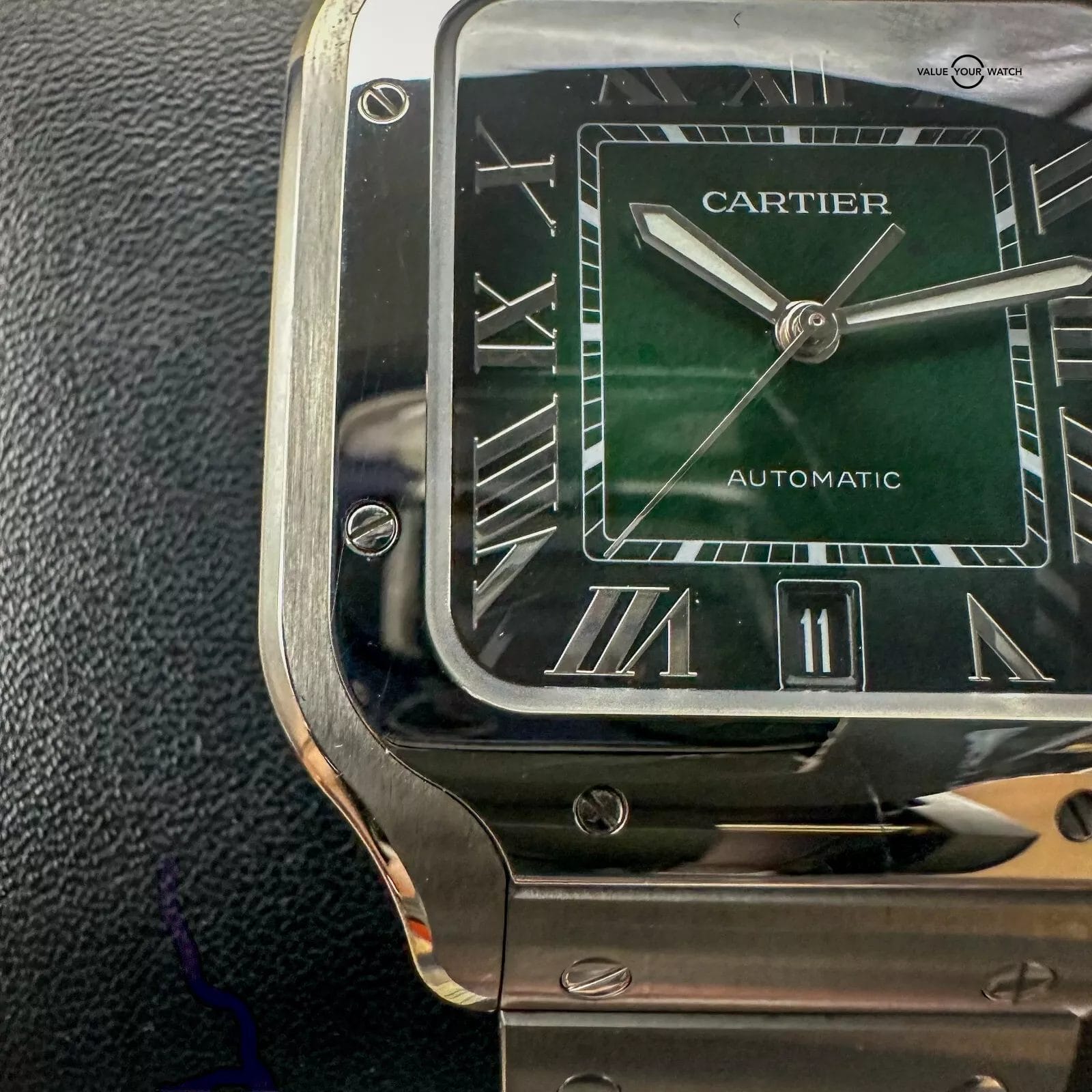 2024 Cartier Santos WSSA0062 Green Dial Complete w Steel Bracelet & Rubber Strap - Image 13