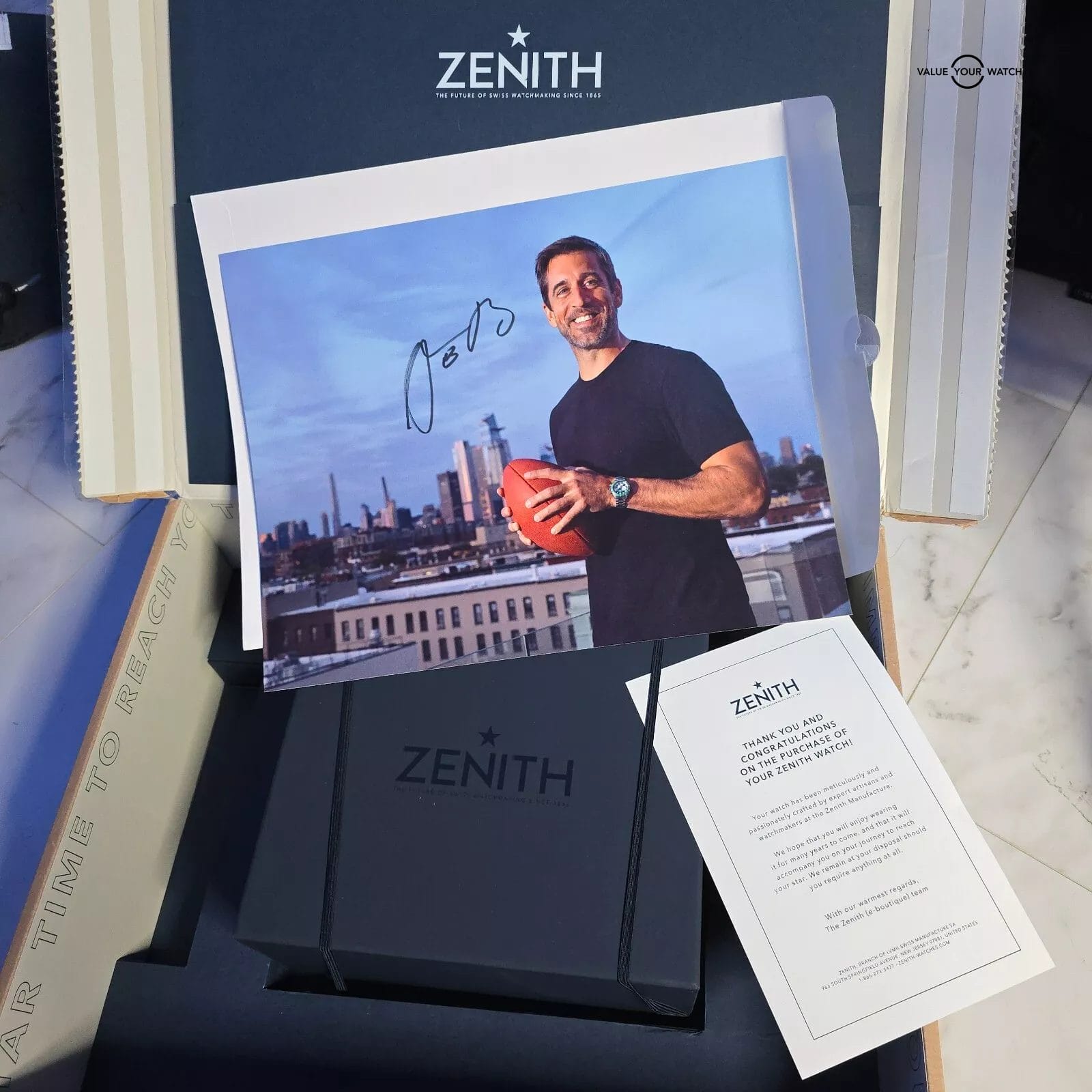 Zenith Chronomaster Sport Green 1 of 250 Aaron Rodgers Limited Edition full set! - Image 3