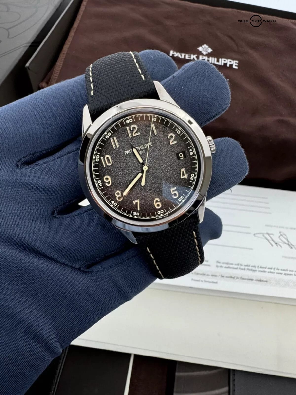 2022 Box Papers with 2 Straps White Gold Grain Dial Calatrava 5226g Box Papers