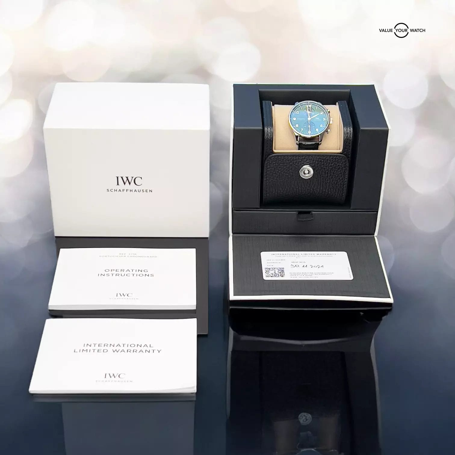 IWC Portugieser Chronograph Green Dial Men's Watch IW371615 Box & Papers - Image 3