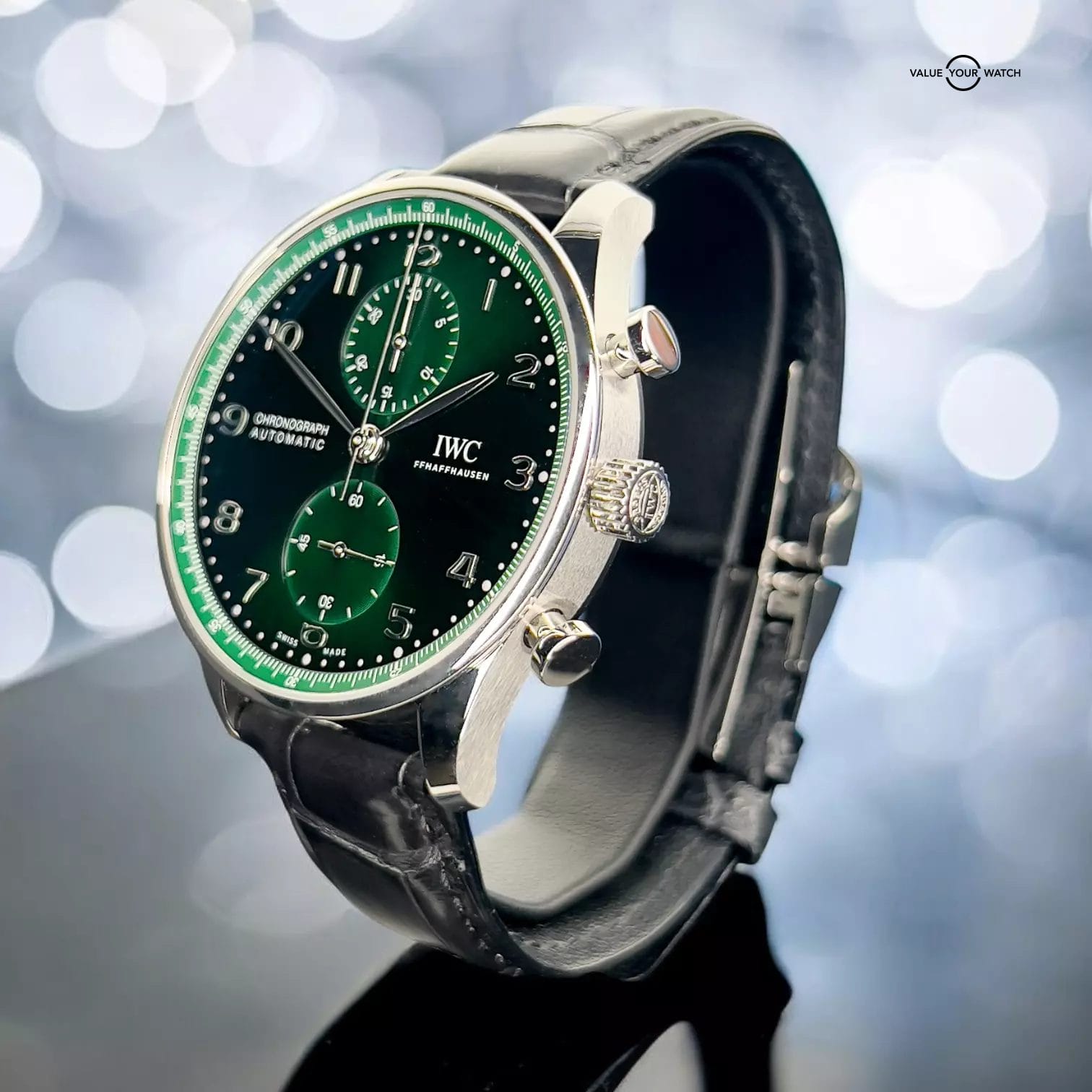 IWC Portugieser Chronograph Green Dial Men's Watch IW371615 Box & Papers - Image 10