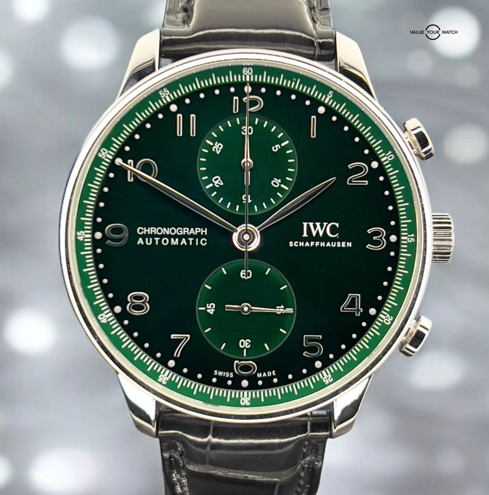IWC Portugieser Chronograph Green Dial Men's Watch IW371615 Box & Papers - Image 12