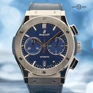 Hublot Classic Fusion Blue Sunray Chronograph Titanium &#8211; 521.NX.7170.LR Full Set