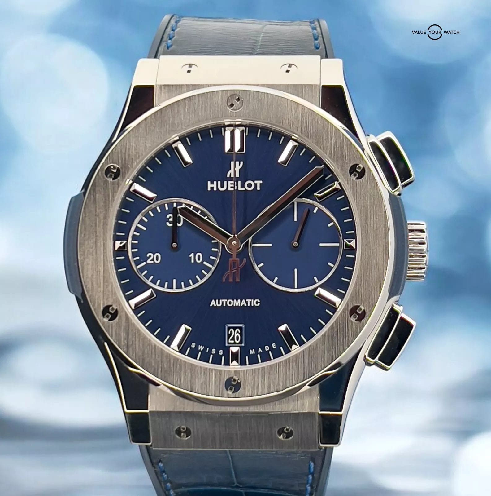 Hublot Classic Fusion Blue Sunray Chronograph Titanium - 521.NX.7170.LR Full Set