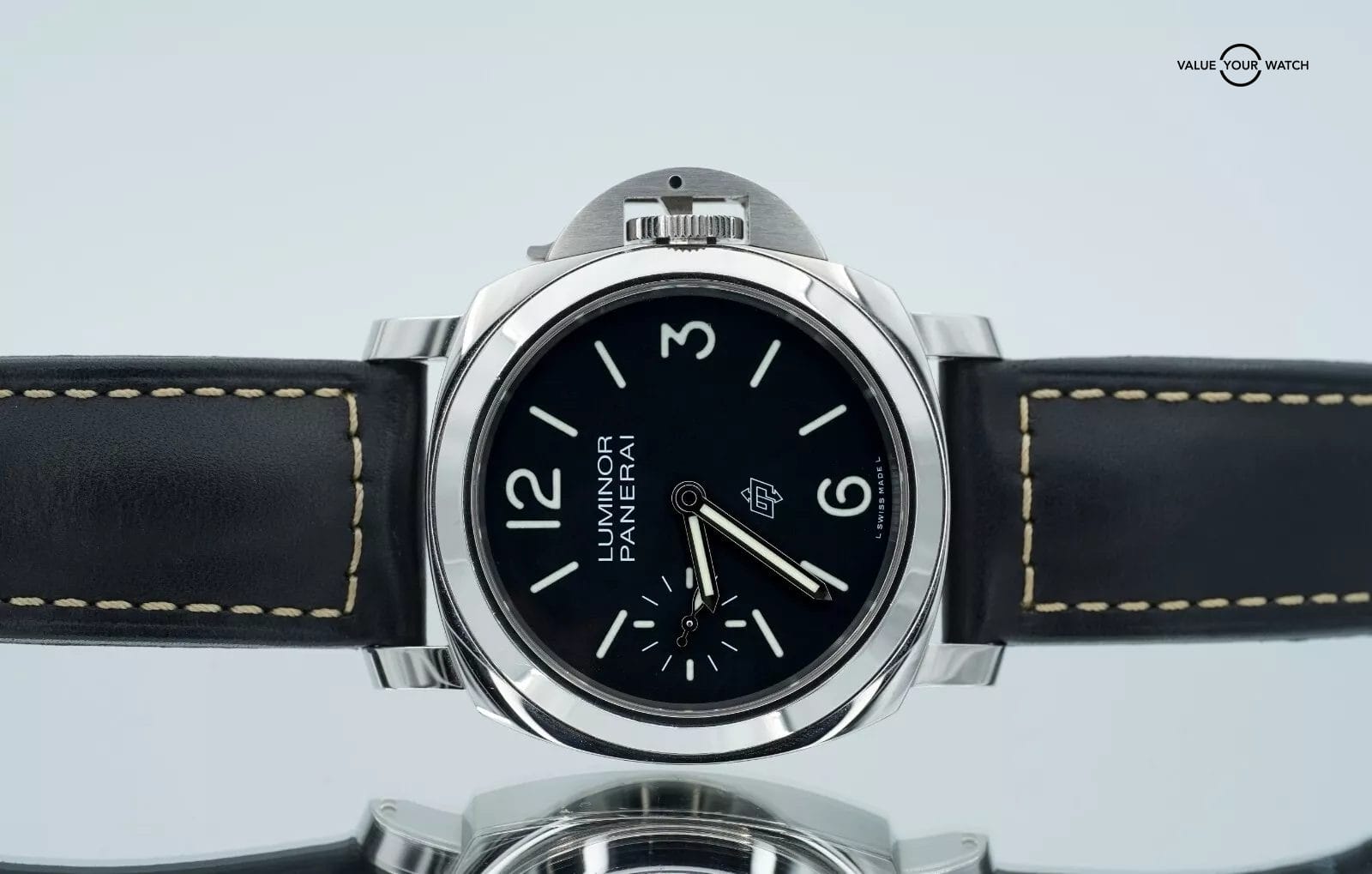 Panerai Luminor Logo PAM01084 Black Dial Stainless Steel Hand Wound 2021 B/P! - Image 4