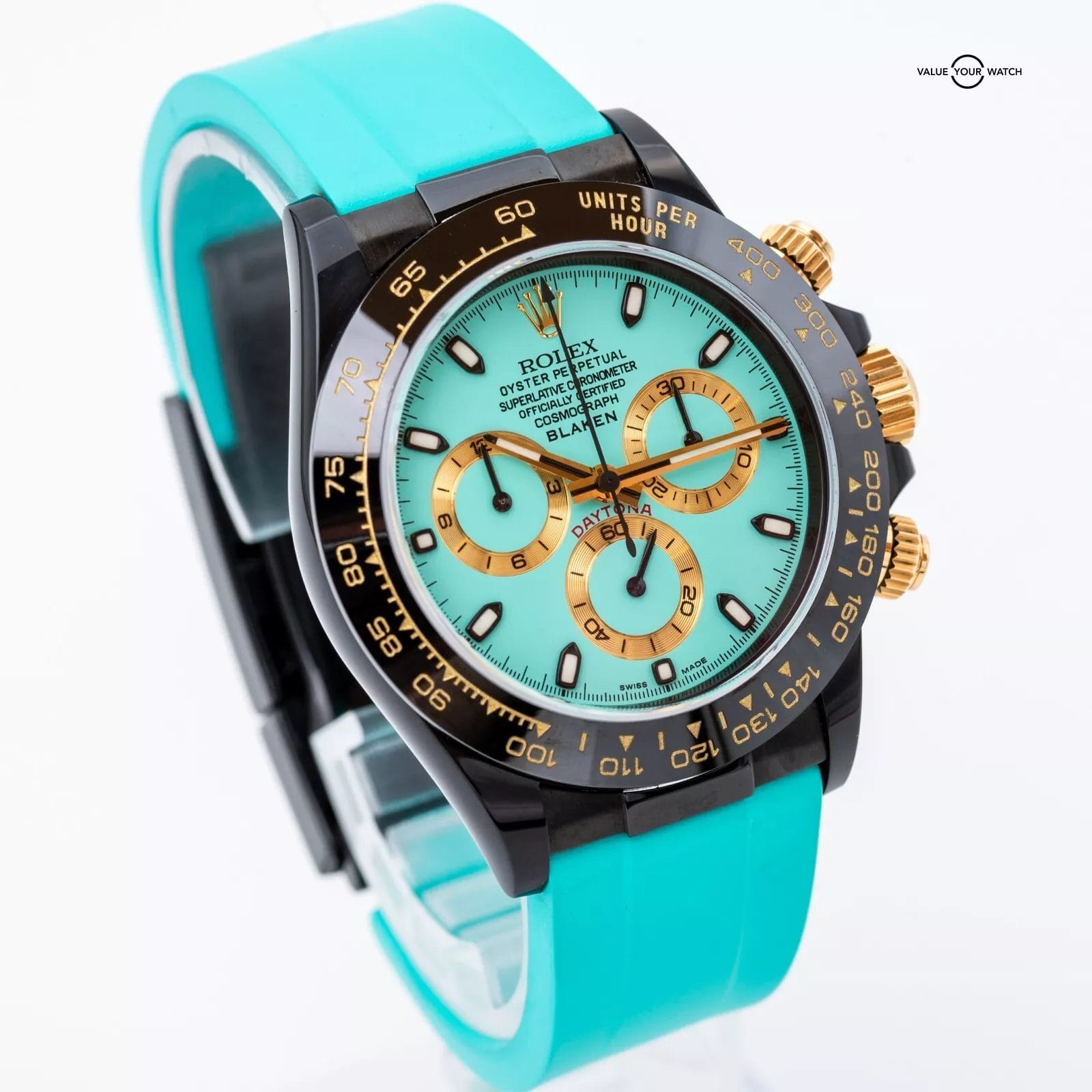 2024 Rolex Blaken Daytona Tiffany Blue Dial 40mm Yellow Gold + Black DLC - Image 7