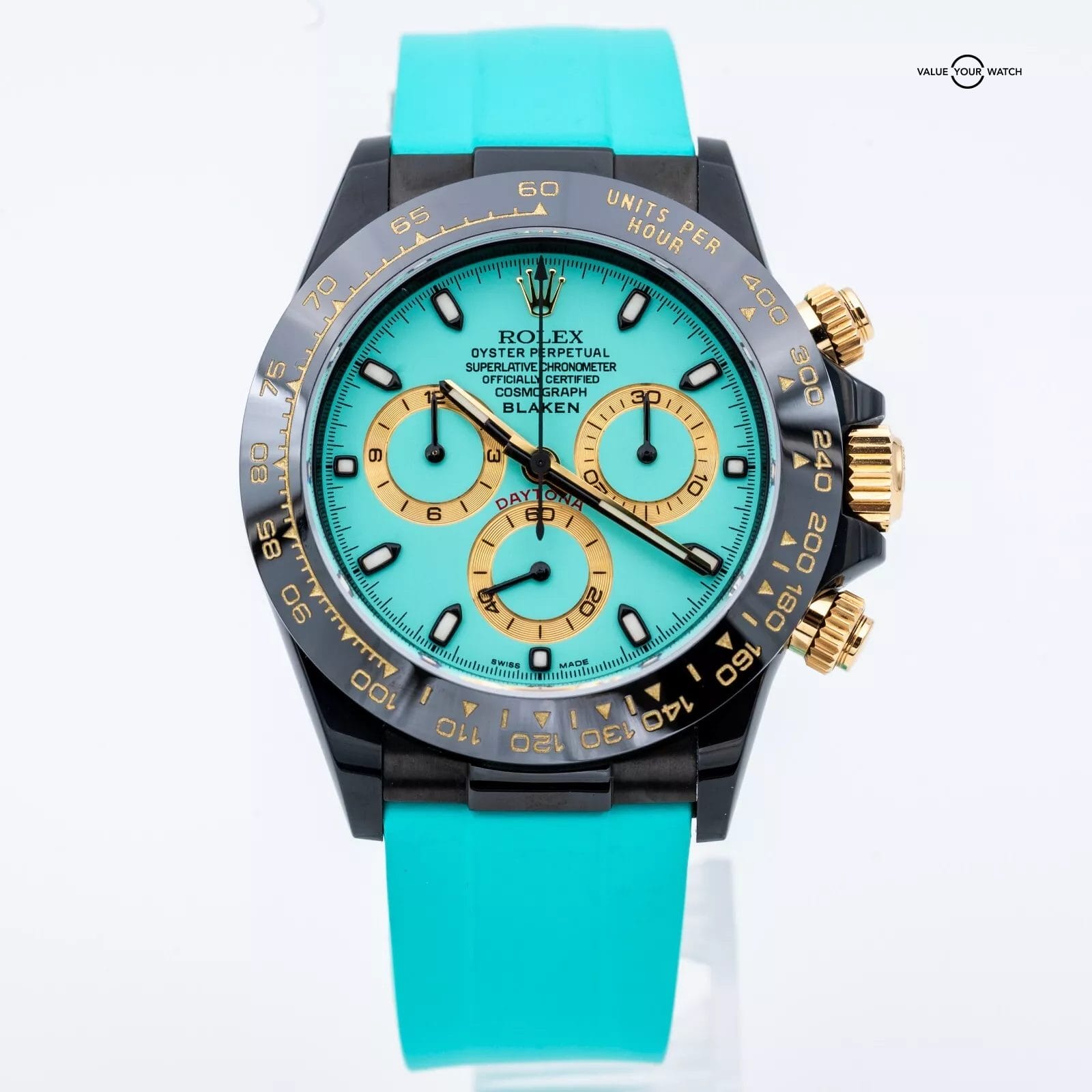 2024 Rolex Blaken Daytona Tiffany Blue Dial 40mm Yellow Gold + Black DLC - Image 8