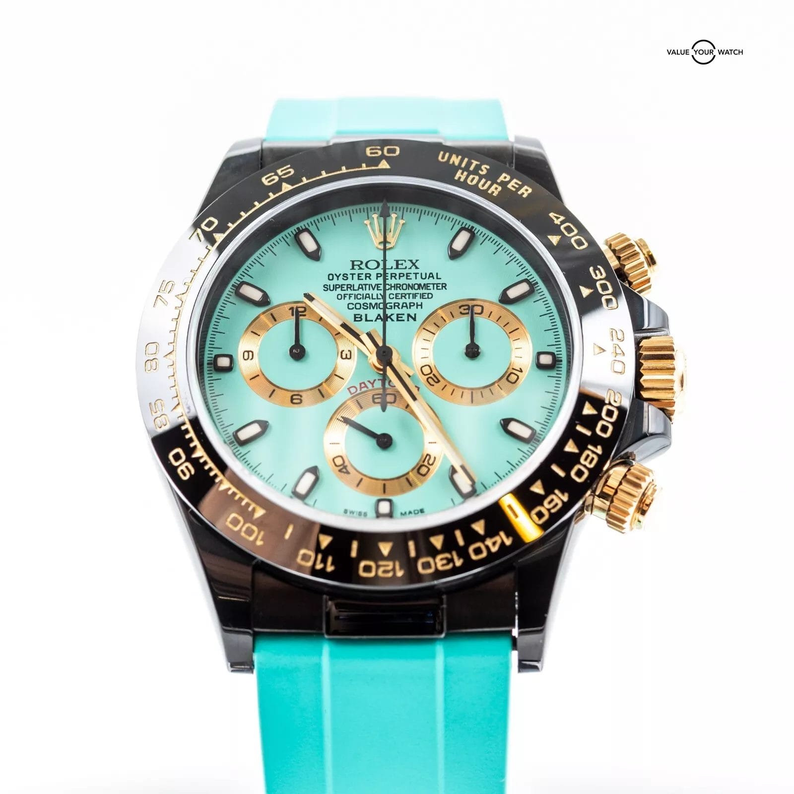 2024 Rolex Blaken Daytona Tiffany Blue Dial 40mm Yellow Gold + Black DLC - Image 13
