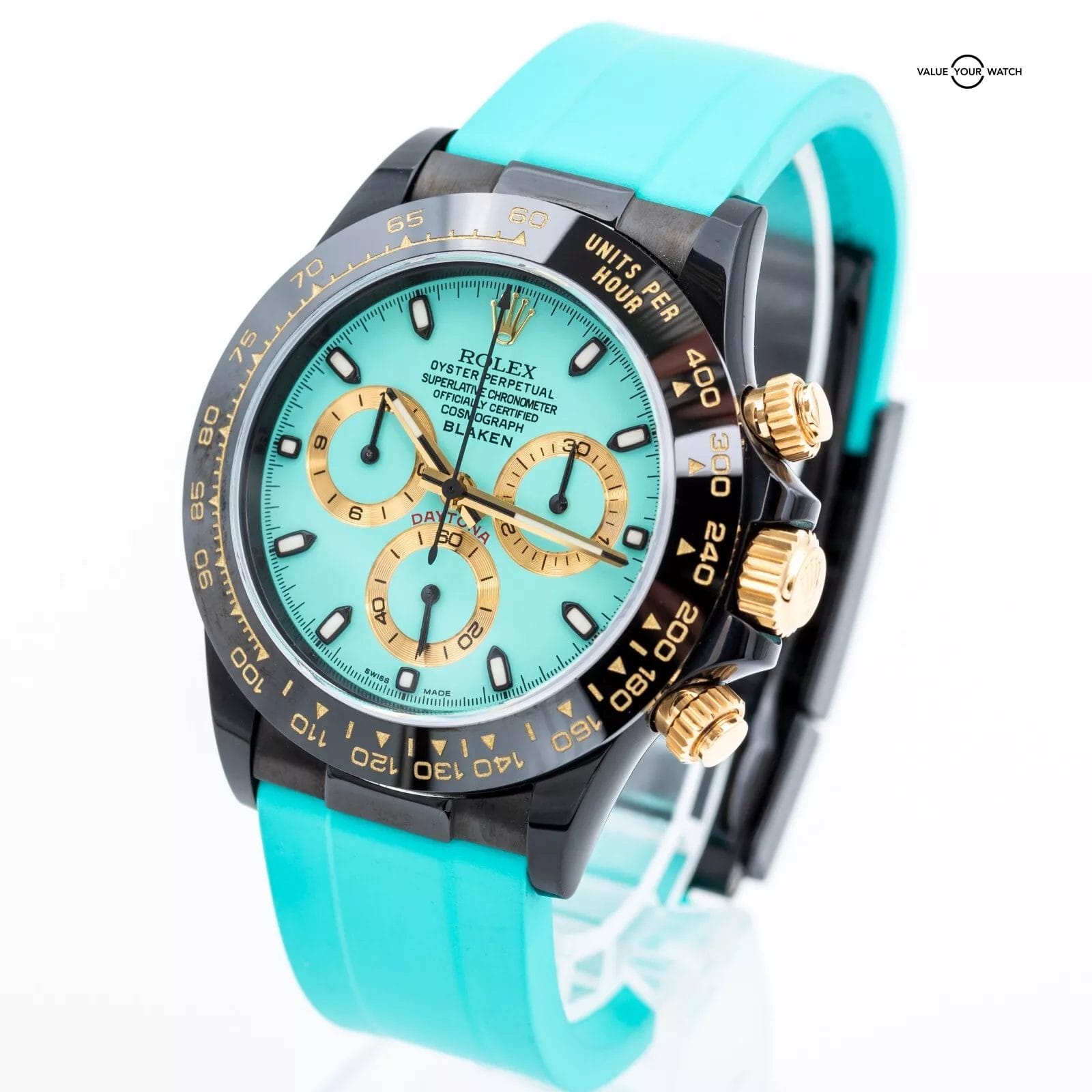 2024 Rolex Blaken Daytona Tiffany Blue Dial 40mm Yellow Gold + Black DLC - Image 14
