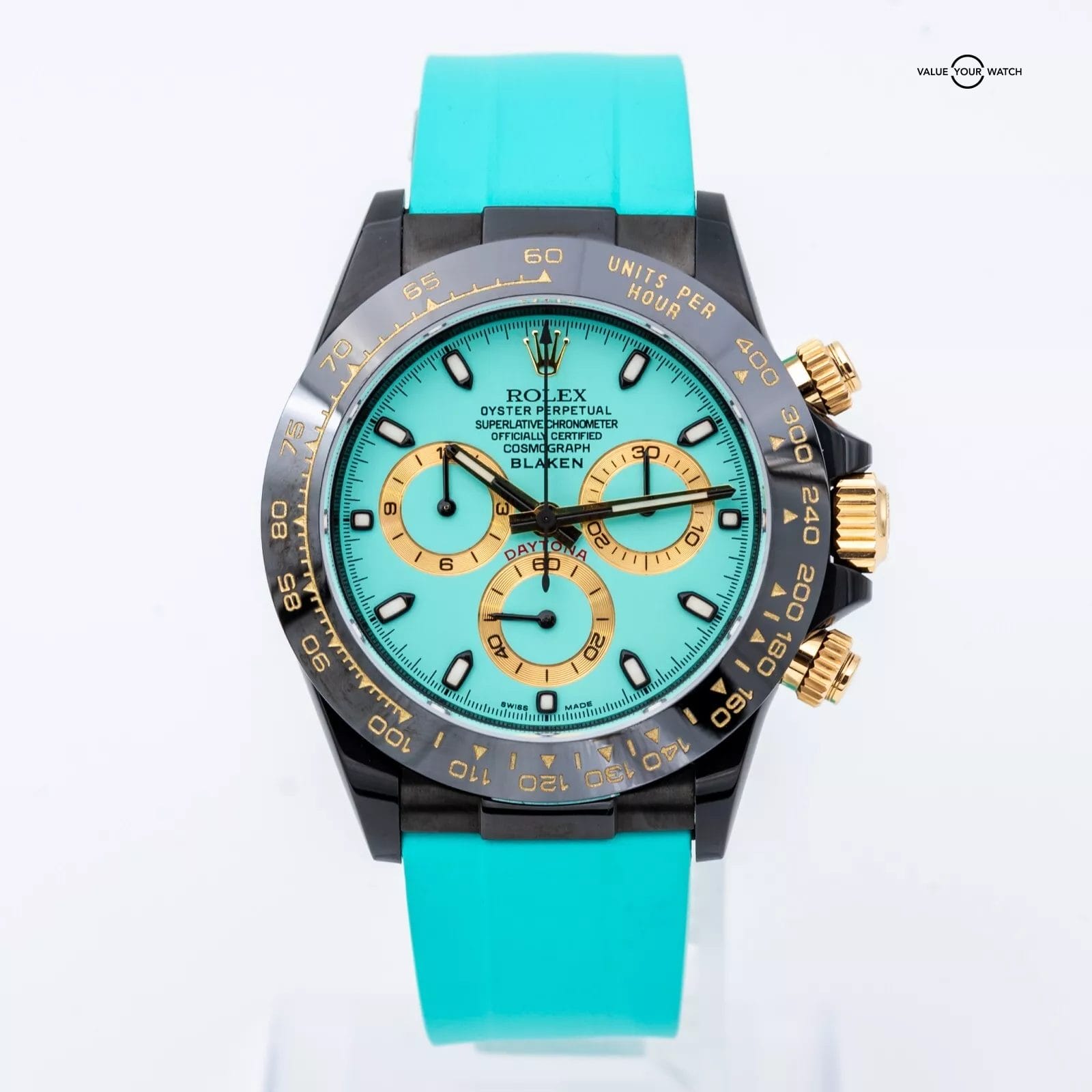 2024 Rolex Blaken Daytona Tiffany Blue Dial 40mm Yellow Gold + Black DLC