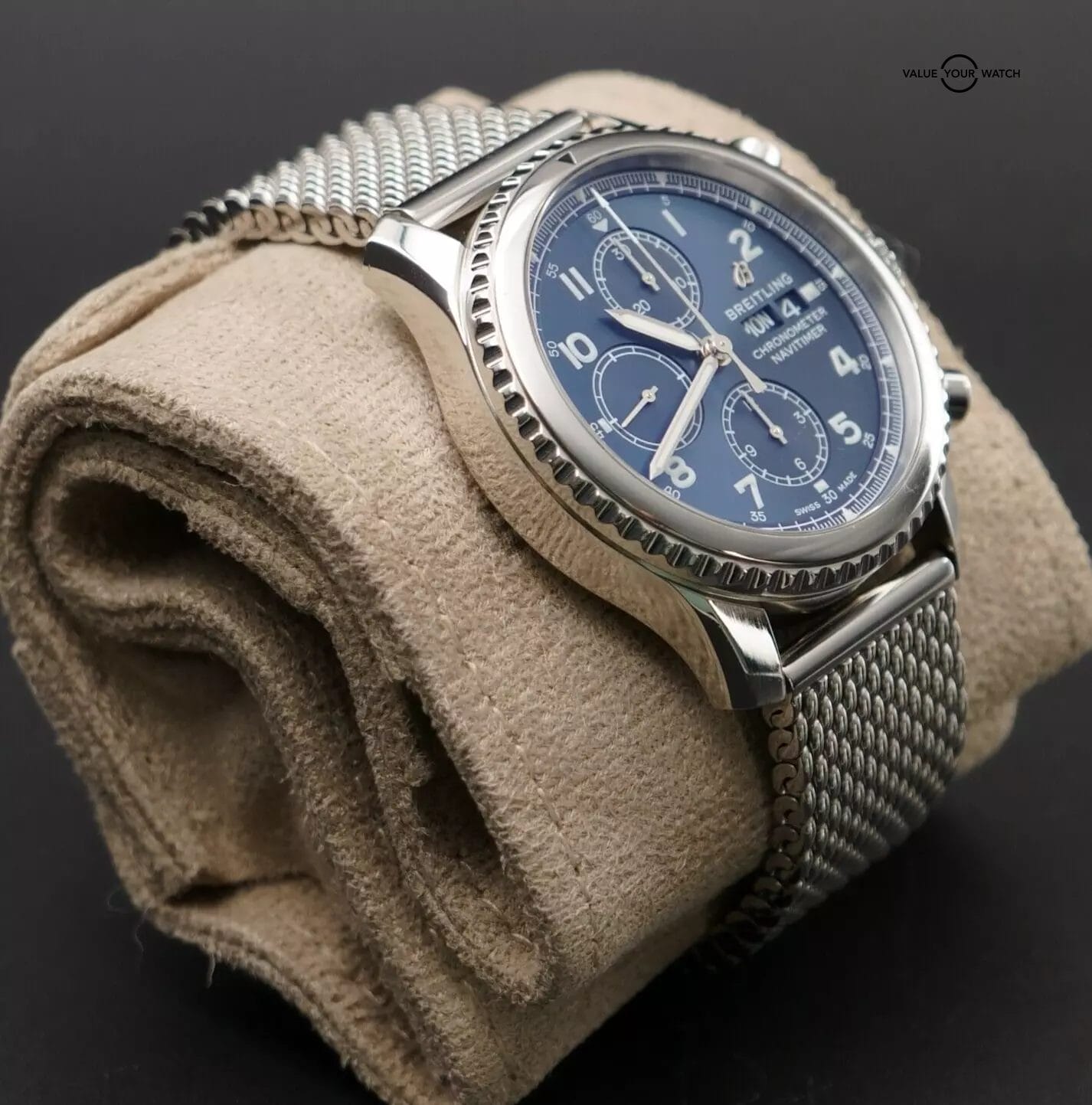 Breitling Navitimer 8 A13314 Blue Dial Chronograph & Steel Mesh Bracelet - 43mm - Image 6