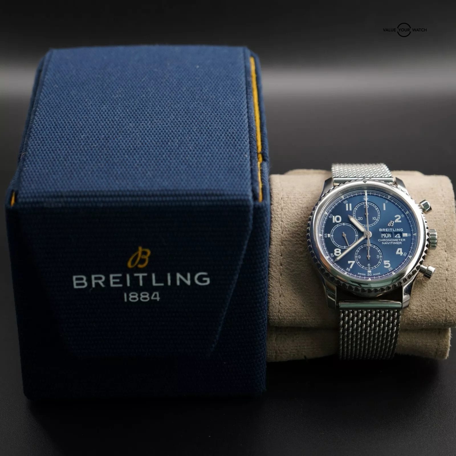 Breitling Navitimer 8 A13314 Blue Dial Chronograph & Steel Mesh Bracelet - 43mm - Image 13