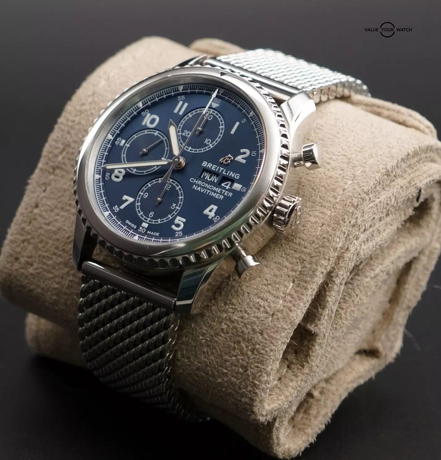 Breitling Navitimer 8 A13314 Blue Dial Chronograph & Steel Mesh Bracelet - 43mm - Image 15