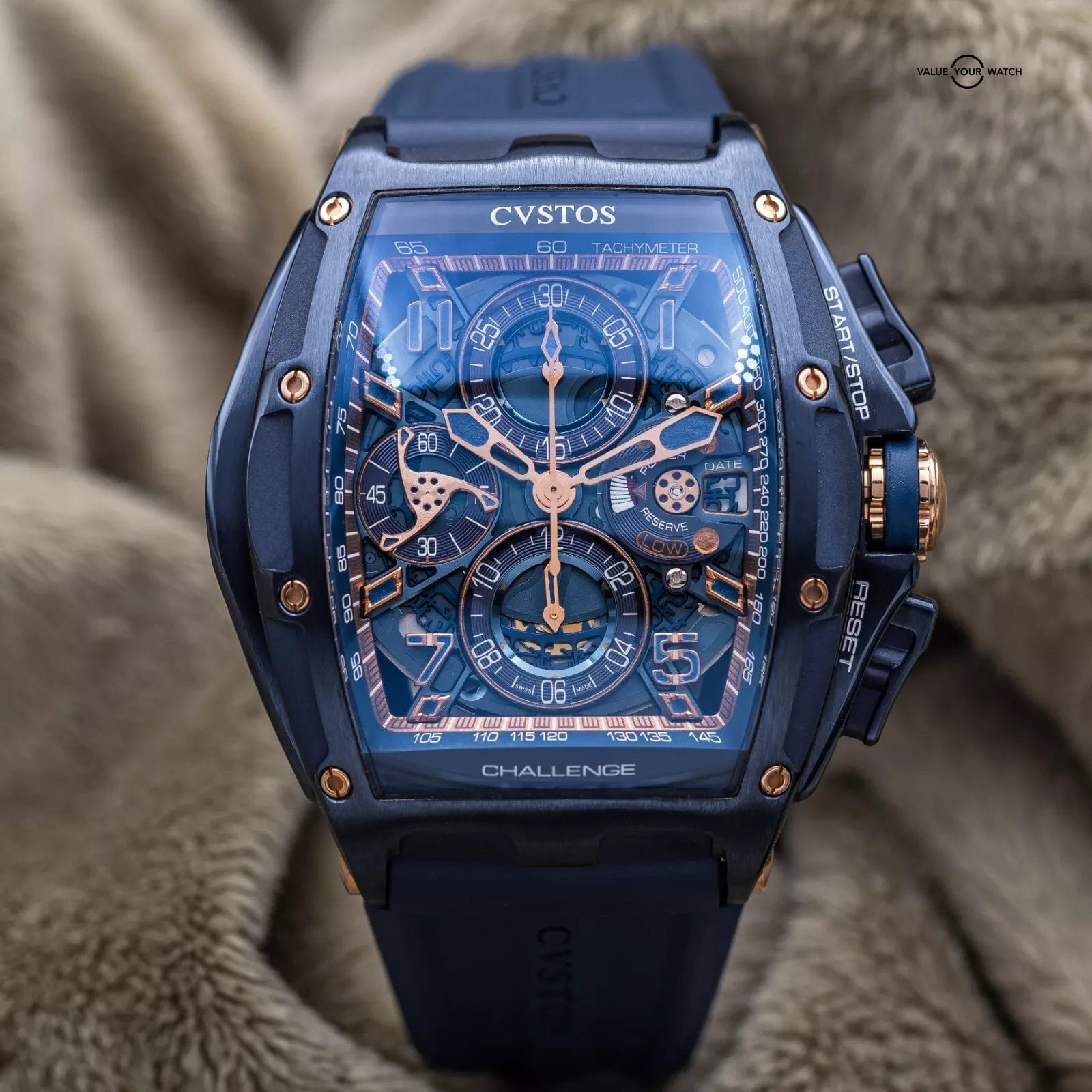 CVSTOS Chronograph III Navy Blue Steel 18k Rose 41mm CVS577 Brand New 2024