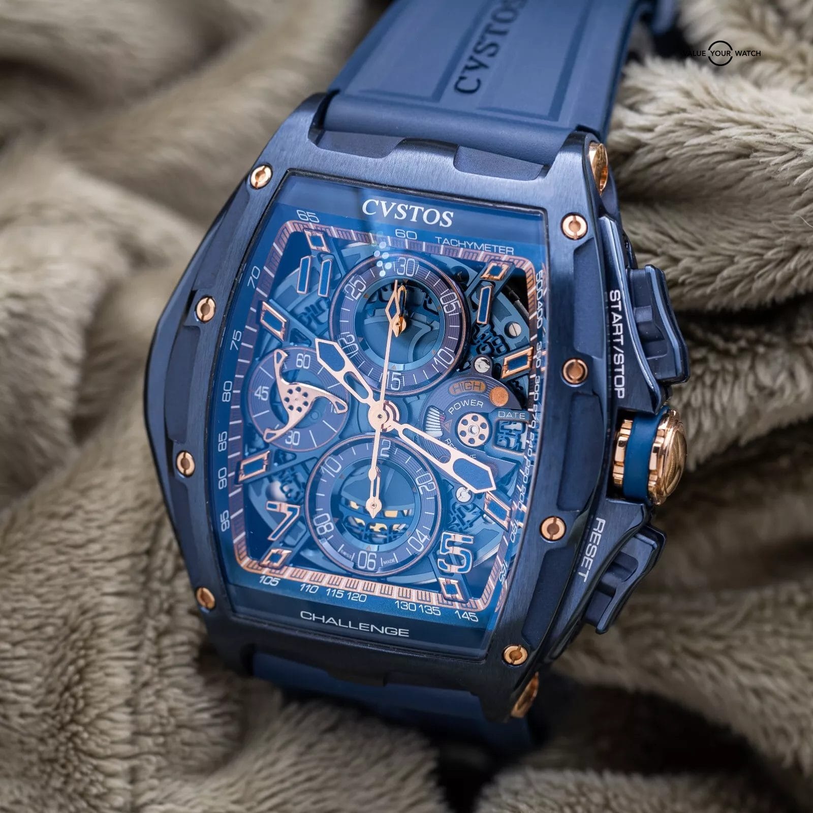 CVSTOS Chronograph III Navy Blue Steel 18k Rose 41mm CVS577 Brand New 2024 - Image 7