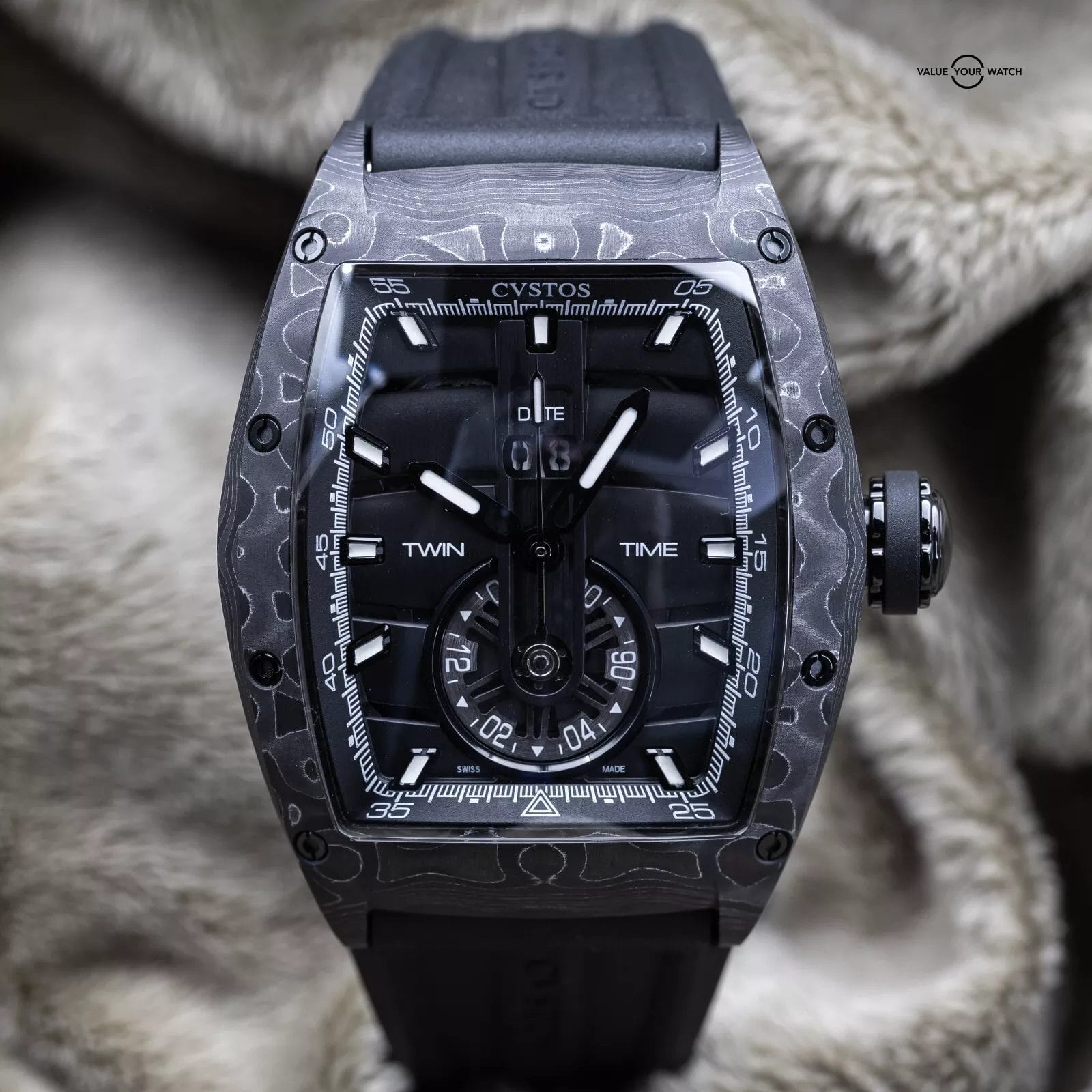 CVSTOS Challenge Twin-Time Carbon/Nardo Dial 41mm A01108.4162001 Brand New 2024