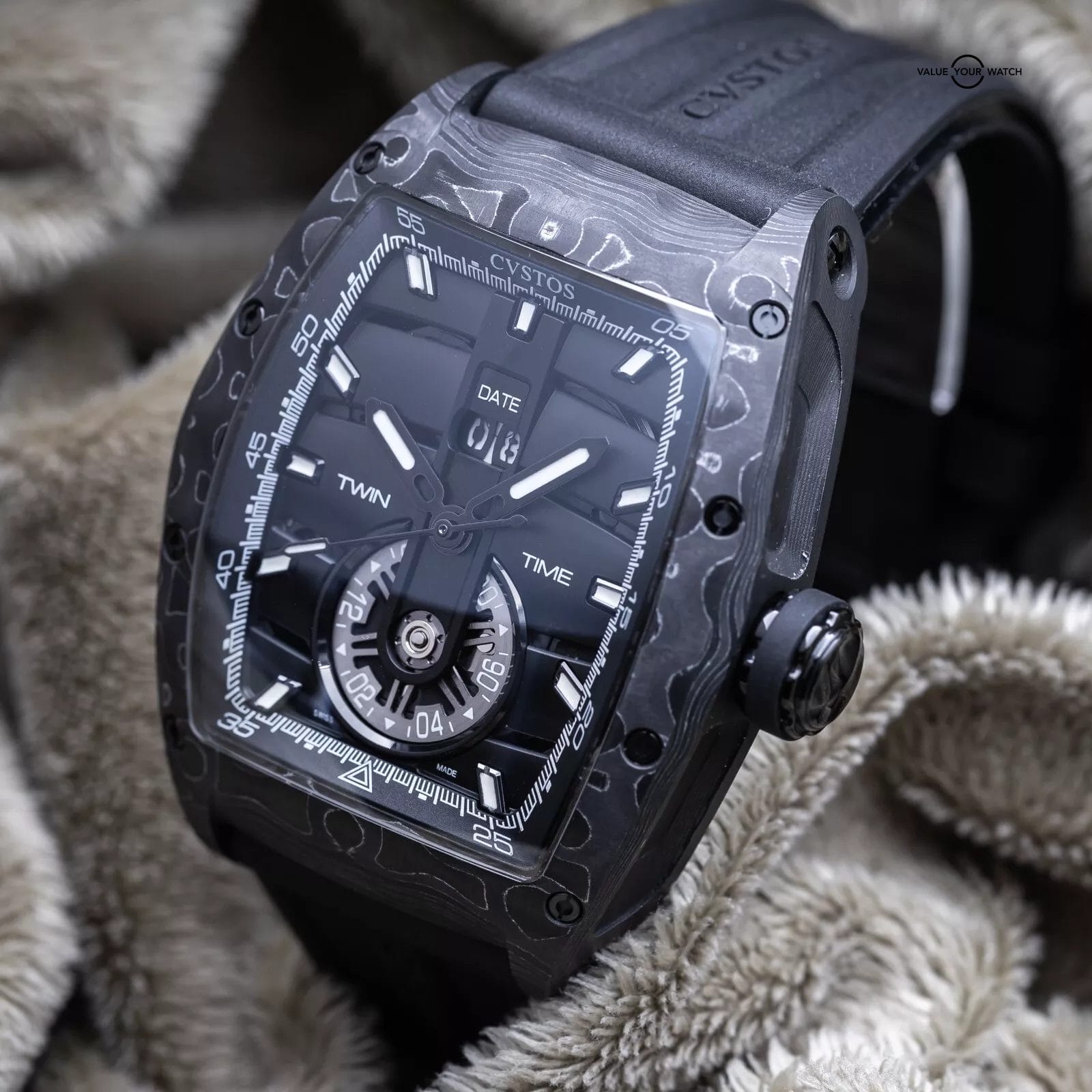 CVSTOS Challenge Twin-Time Carbon/Nardo Dial 41mm A01108.4162001 Brand New 2024 - Image 6