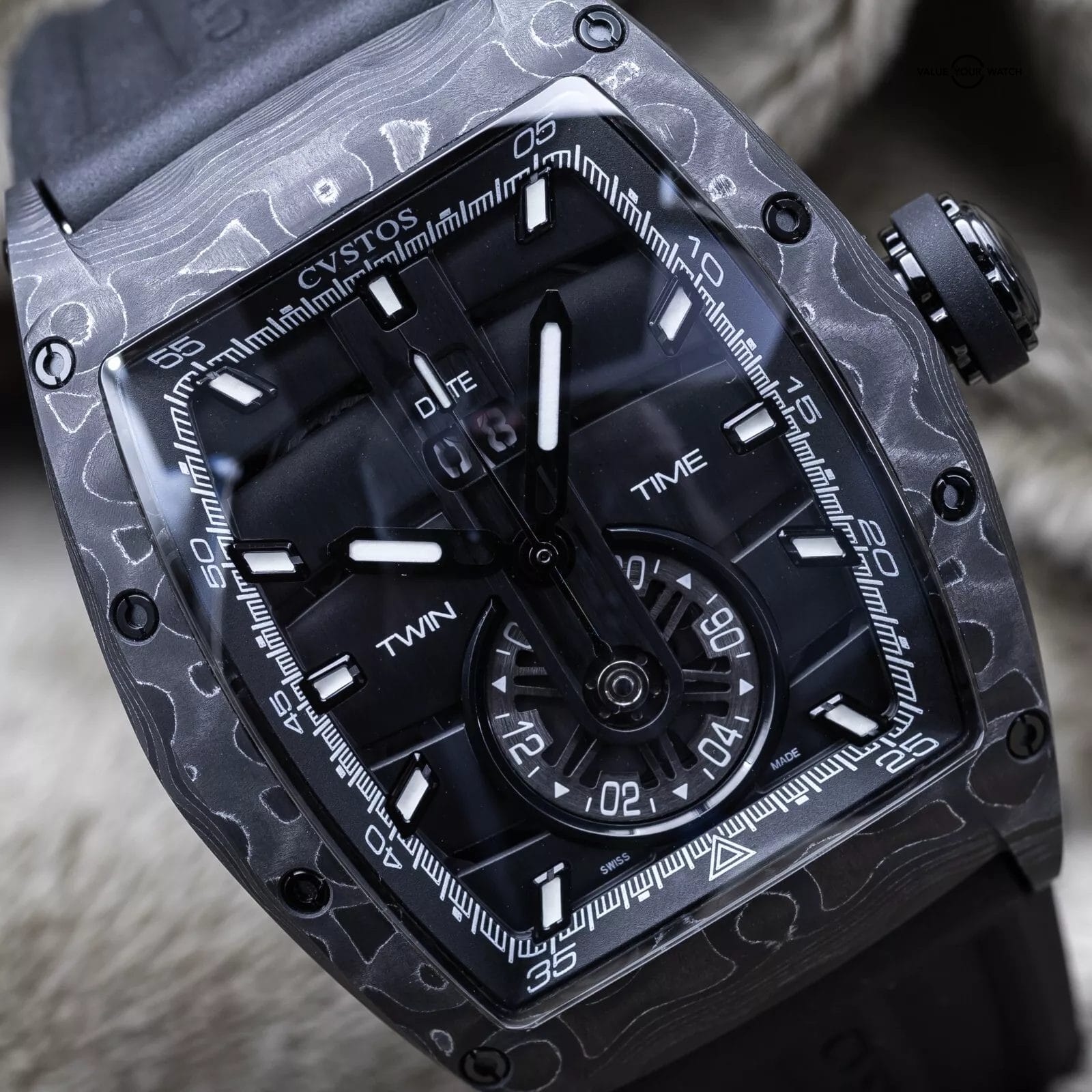 CVSTOS Challenge Twin-Time Carbon/Nardo Dial 41mm A01108.4162001 Brand New 2024 - Image 8